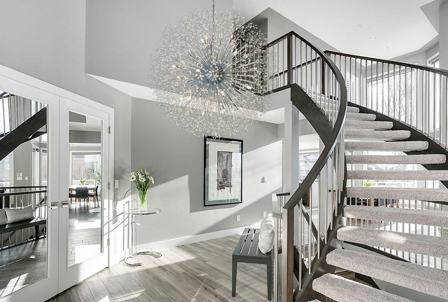 Starburst Chandelier 47" wide Crystal Chandelier