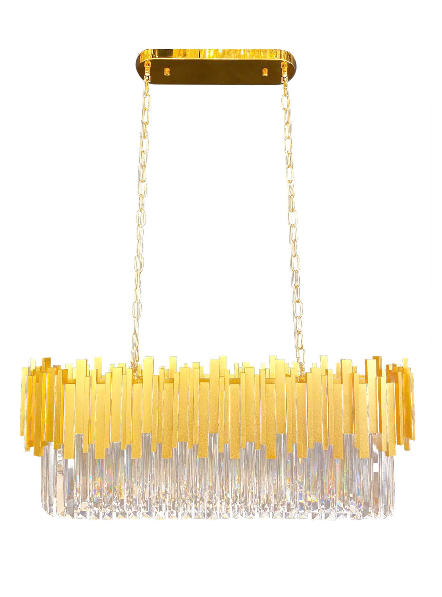 Luxury Chandelier 32" Wide Gold 8-Light Crystal Kitchen Island