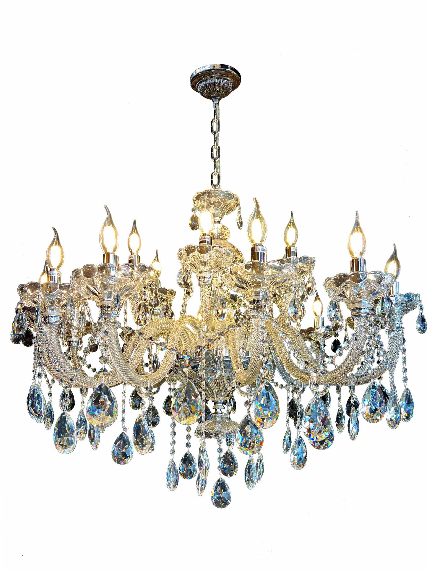 Crystal Chandelier 40" Wide 18-Lights Chrome