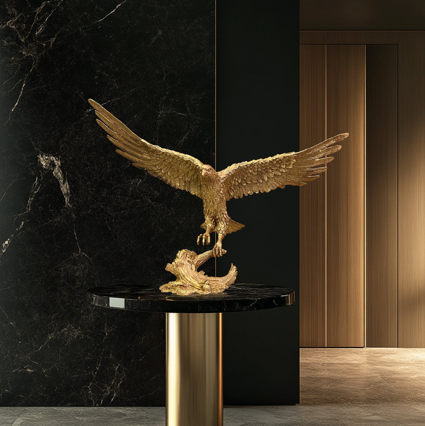 Handcrafted Italian Soild Brass American Eagle Statue