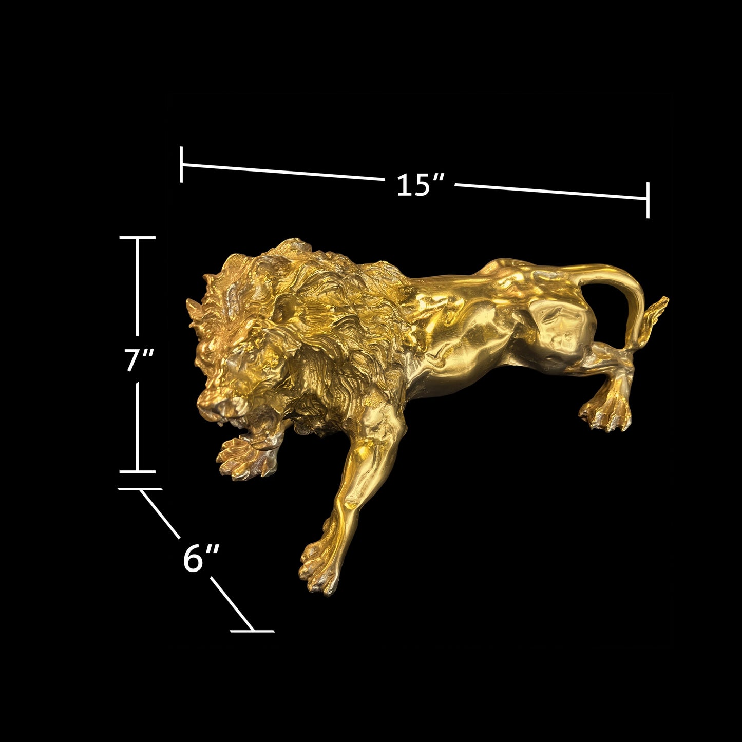 Italian Handcrafted Solid Brass Lion Sculpture