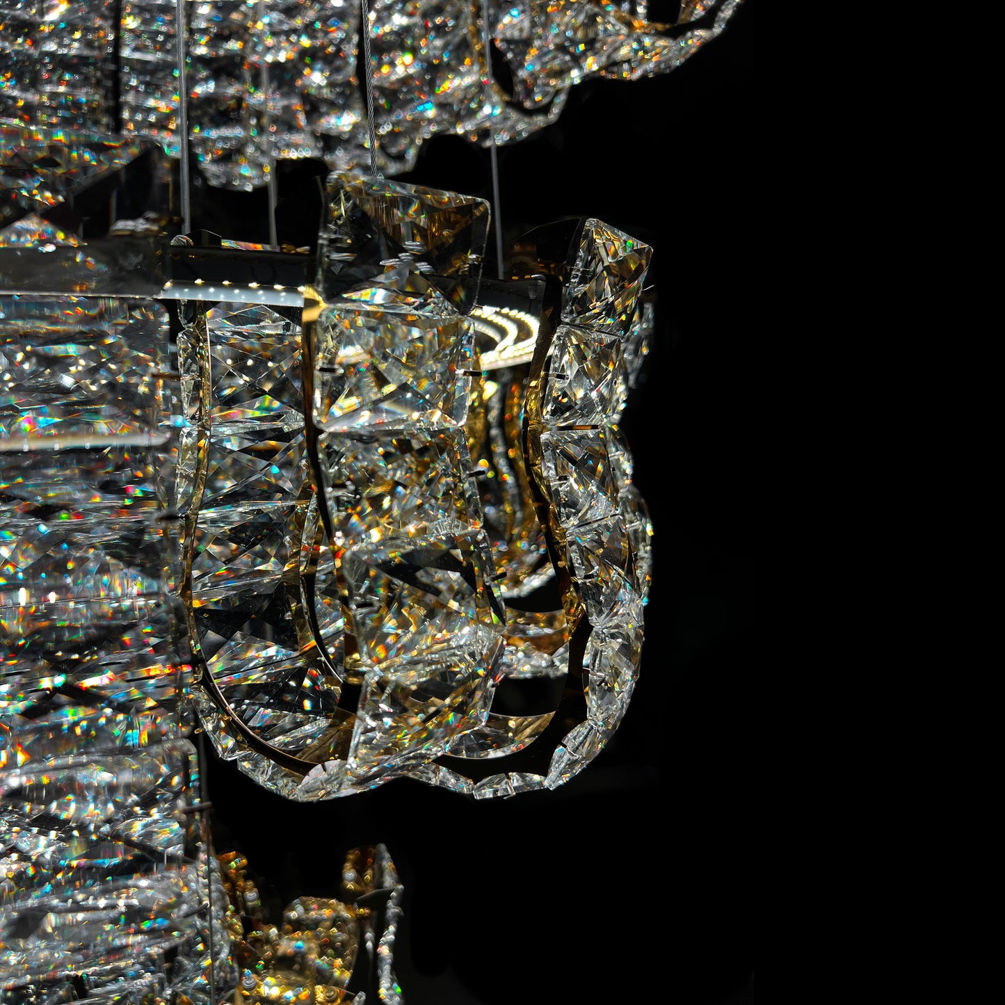 Luxury 4-Tier Gold Crystal LED Chandelier