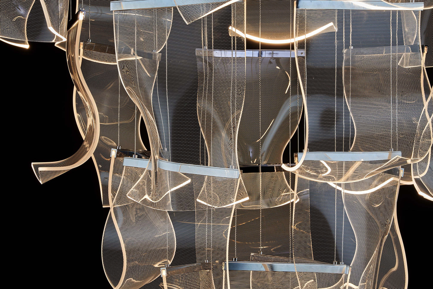 Sculptural LED Wave Chandelier Chrome 40"