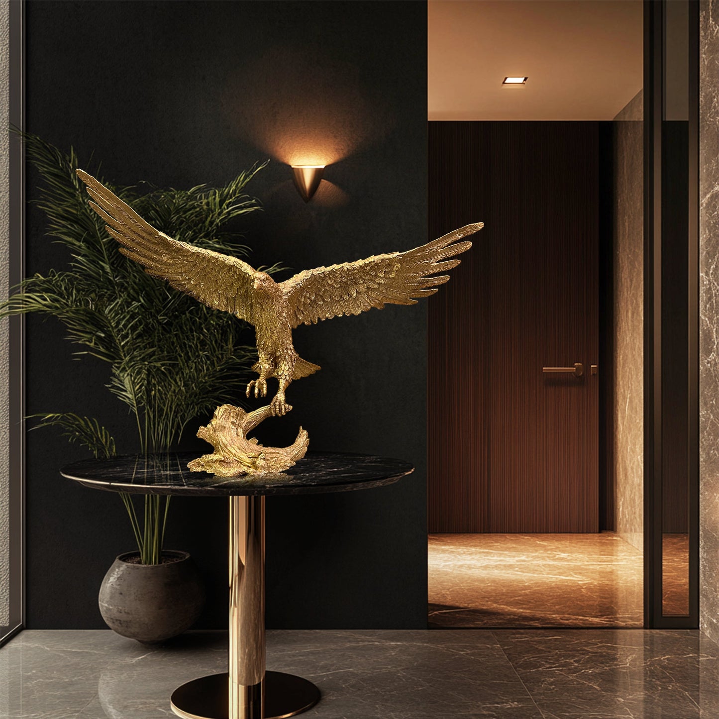 Handcrafted Italian Soild Brass American Eagle Statue