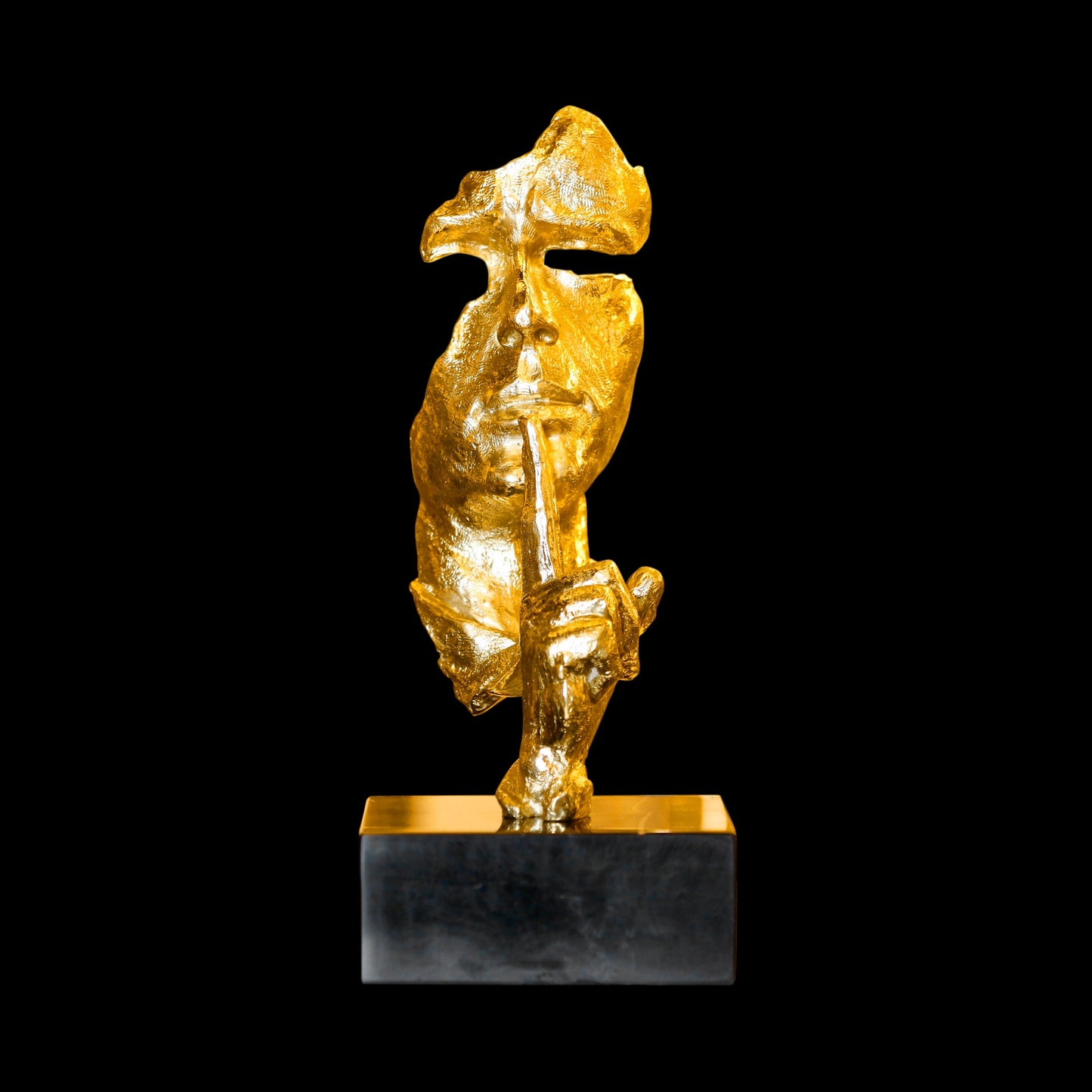 Italian Brass Silence Statue on Marble Base