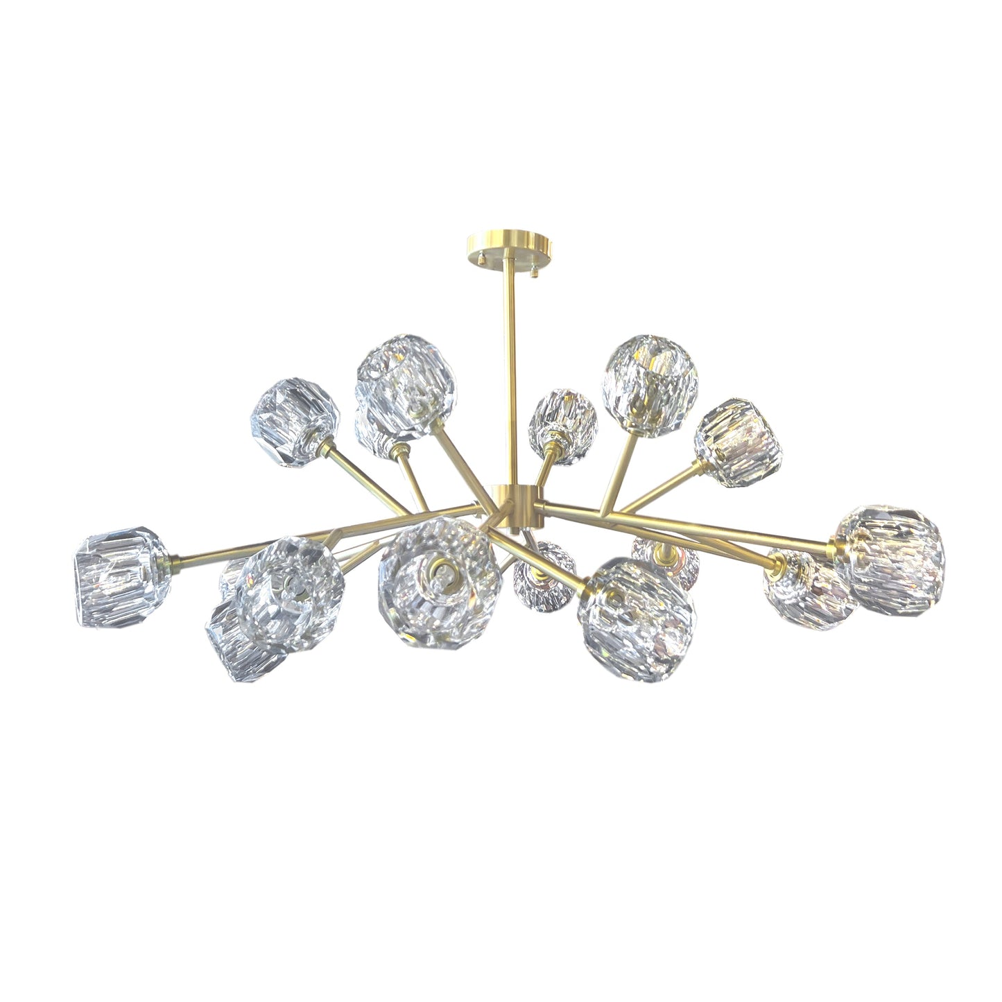 Brass crystal dimmable chandelier 43 inch  in white back