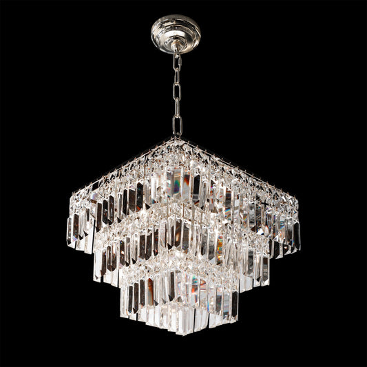 Luxury chrome 3 tier crystal chandelier 16 inch modern pendant light