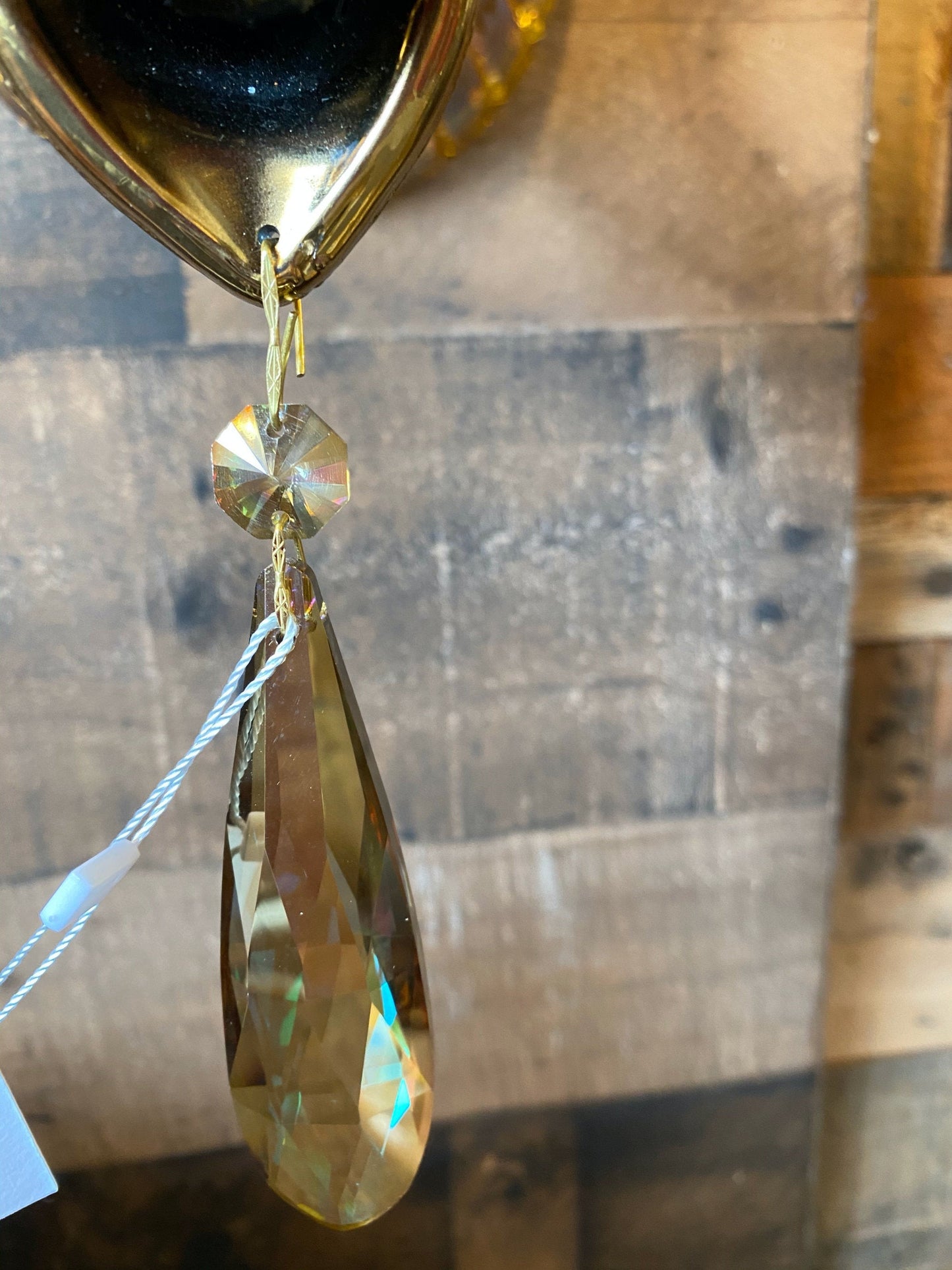 Crystal drop accent detail on Italian glass wall sconce