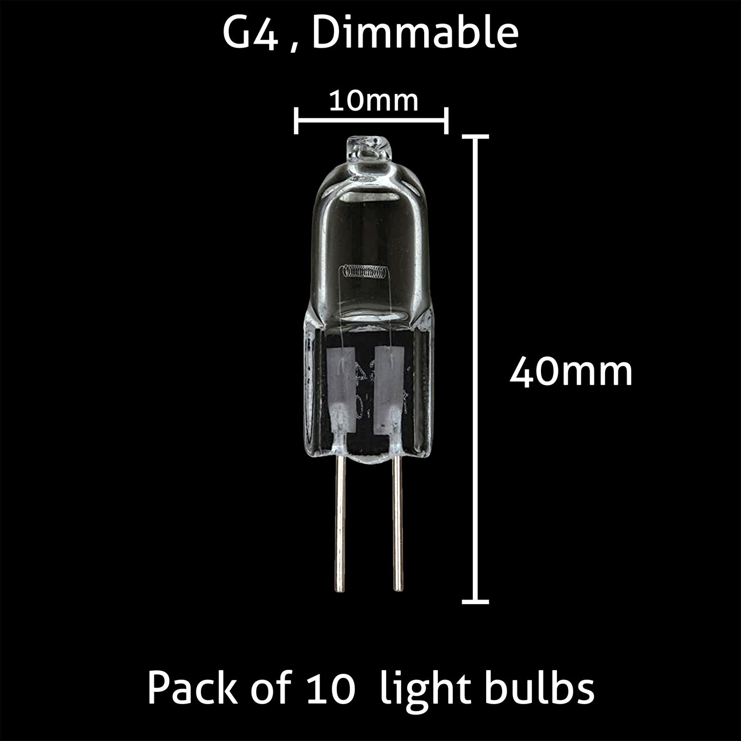 G4 halogen bulb size and dimensions 40mm