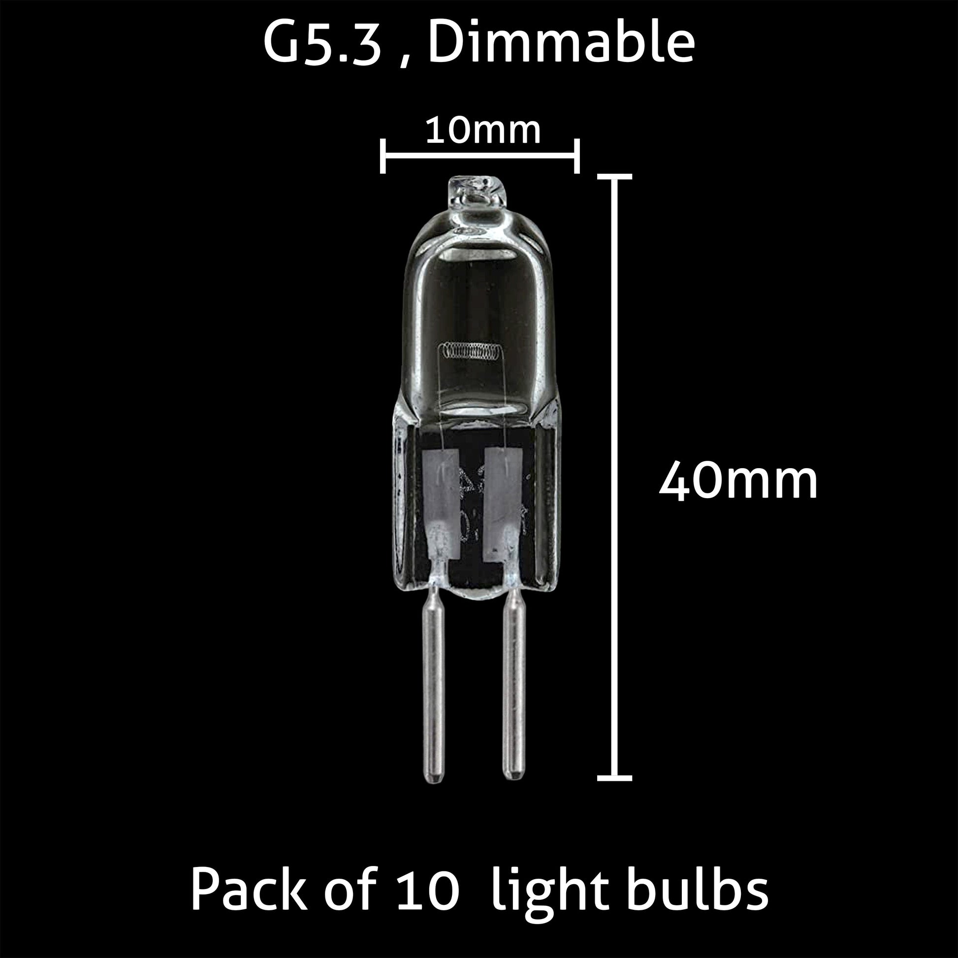 G5.3 halogen bulb size and dimensions 40mm