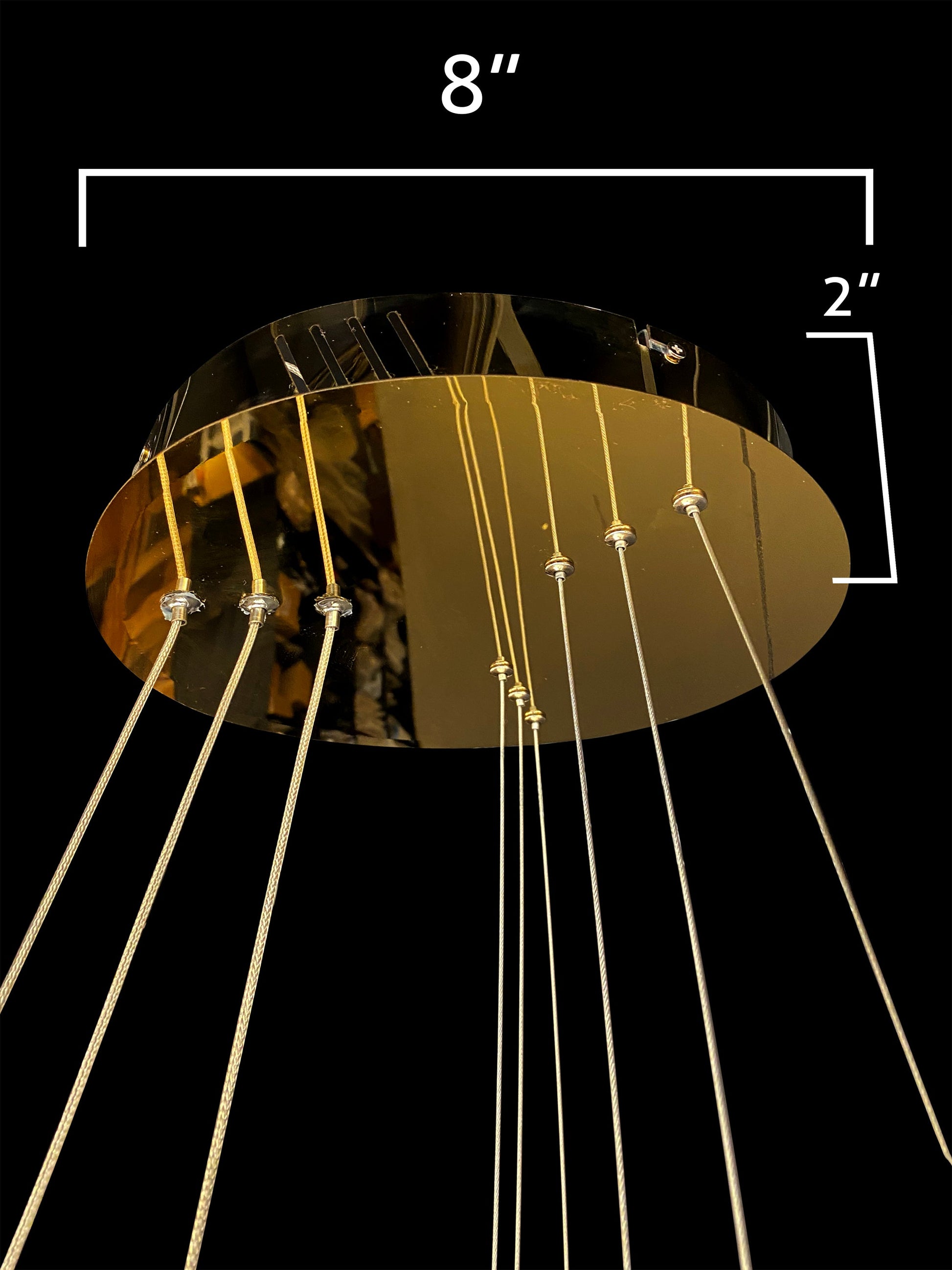 Top canopy view of gold  geometric LED chandelier