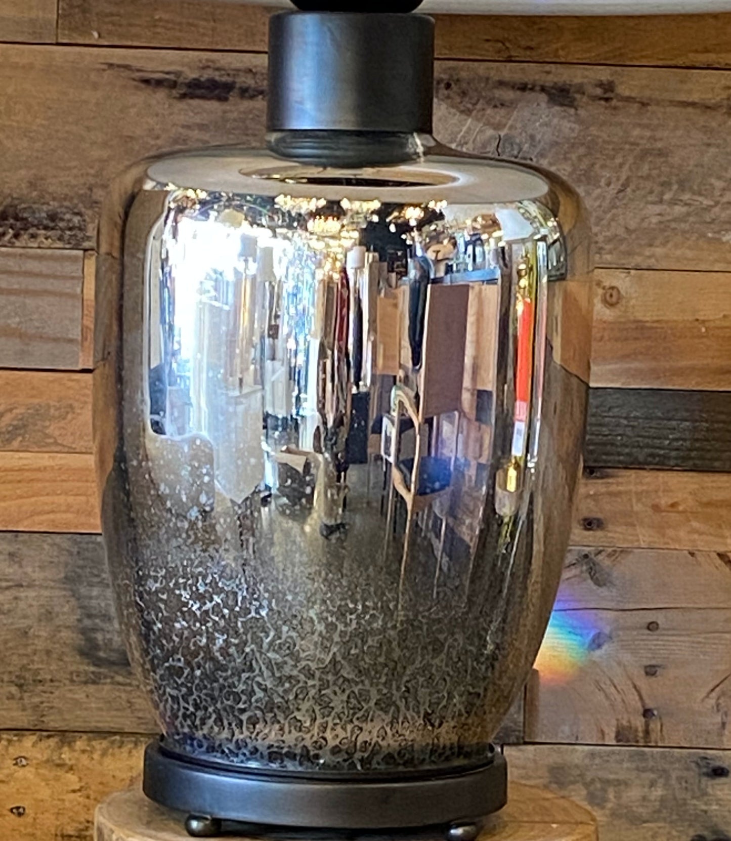 Glass Table Lamp with Cream Linen Shade Elegant Lamp