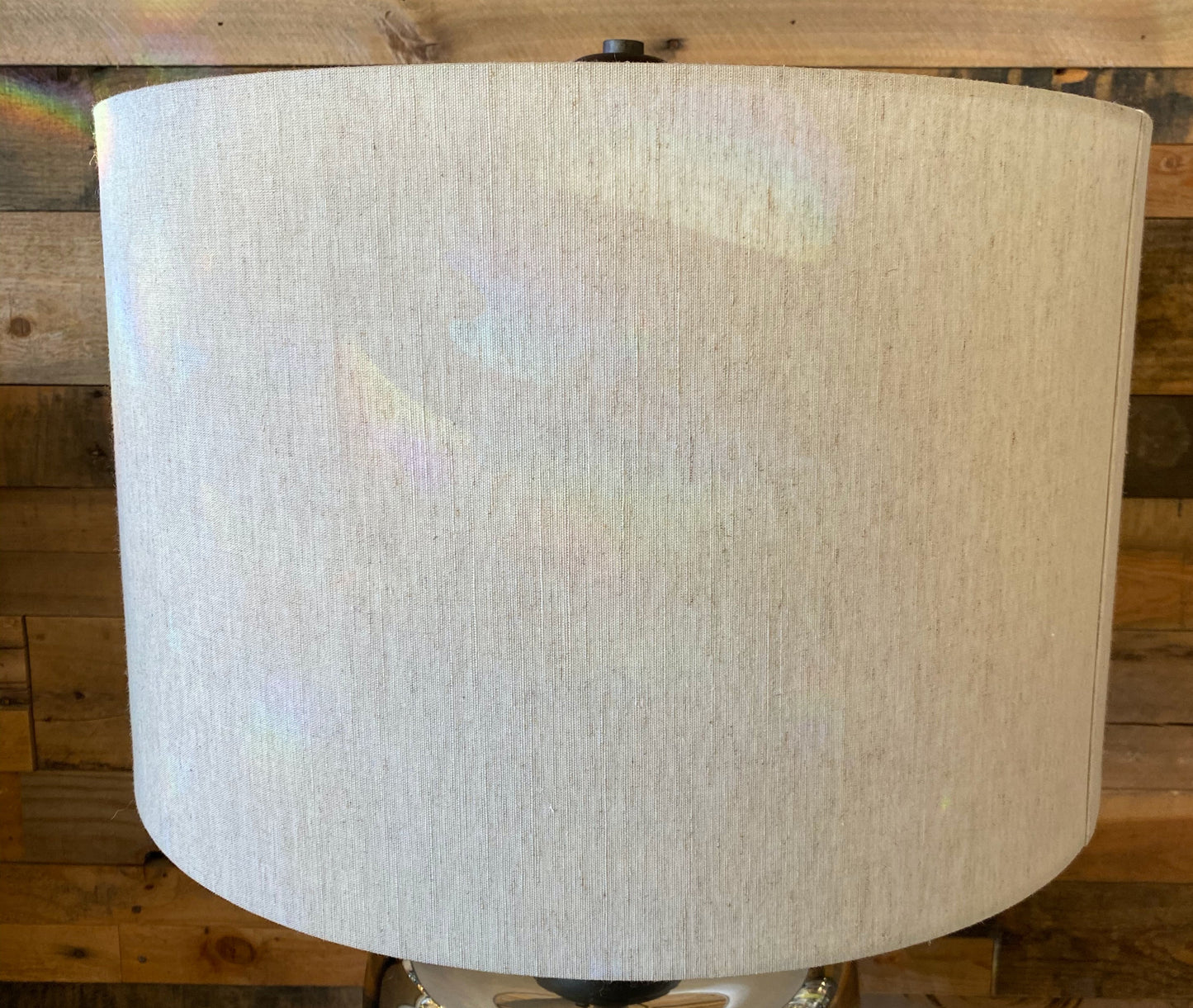 Glass Table Lamp with Cream Linen Shade Elegant Lamp