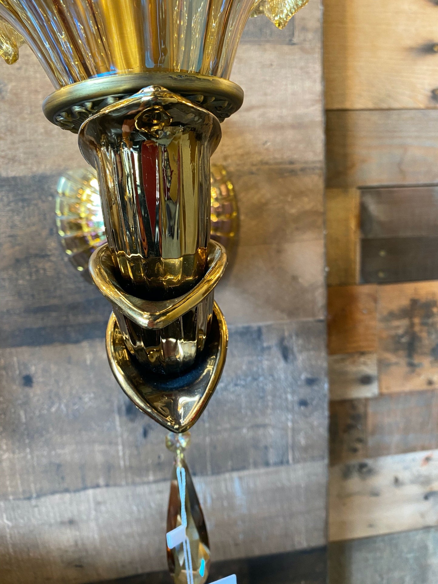 Bottom view of Italian crystal glass wall sconce lighting