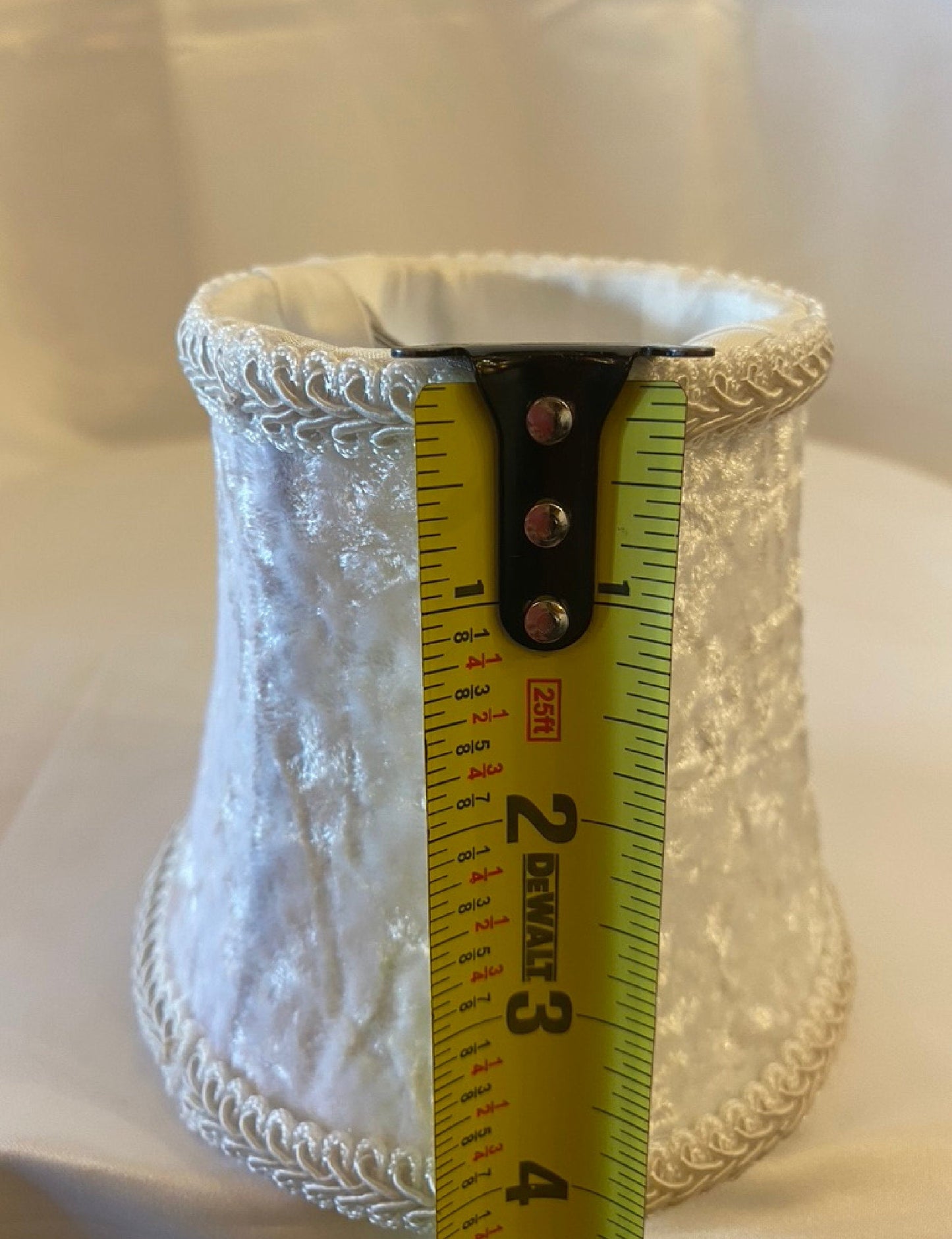 White velvet lamp shade height measurement