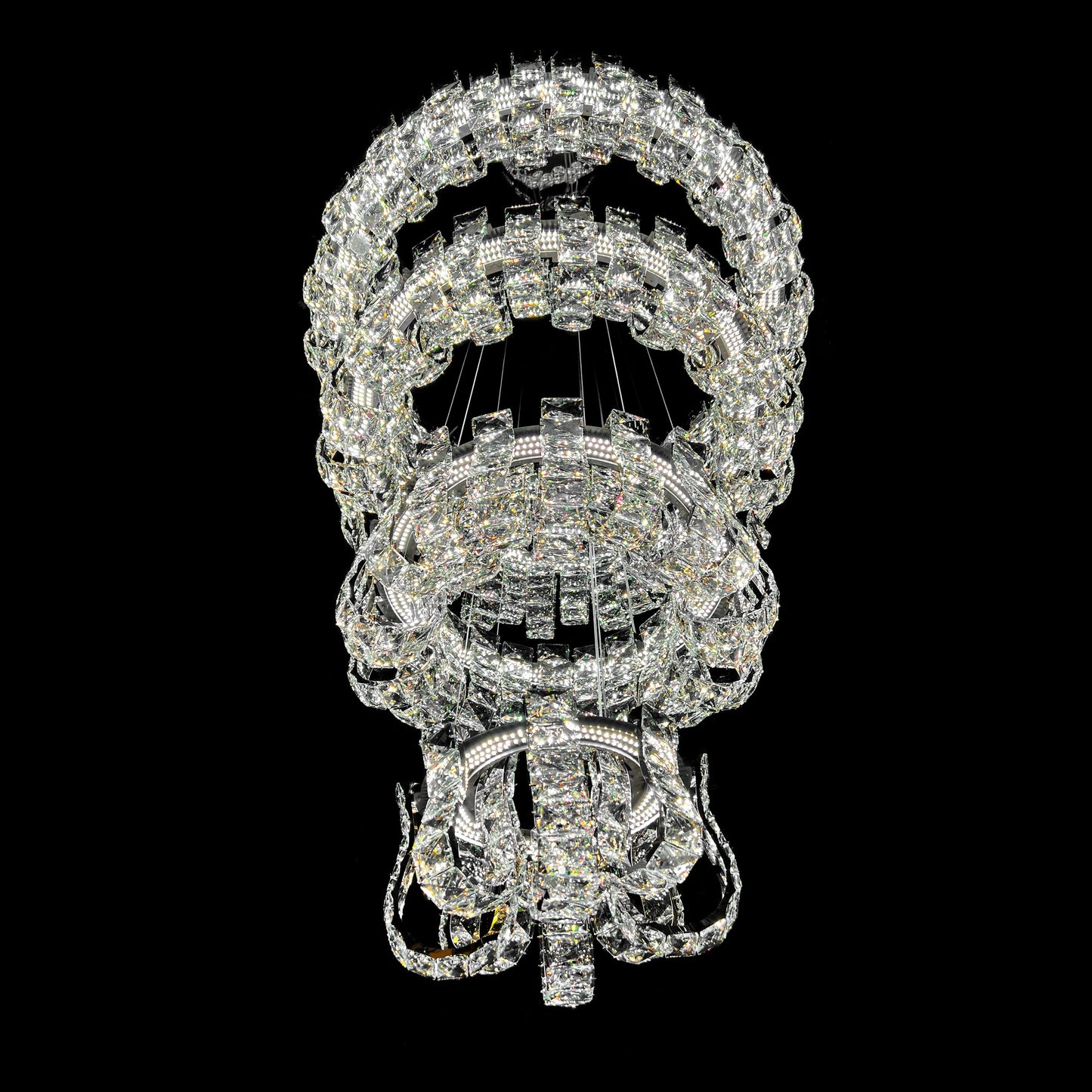 Crystal chandelier on a black background