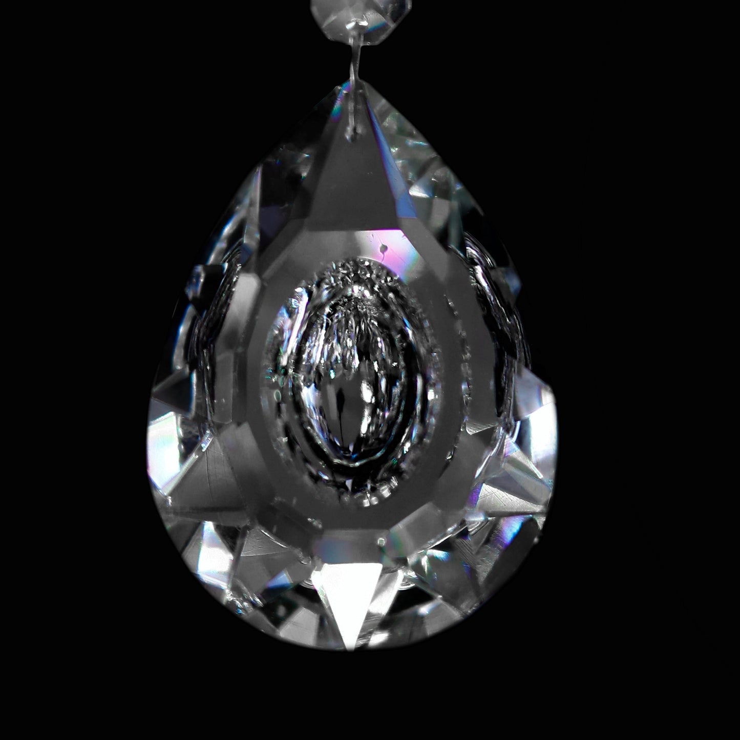 High-clarity teardrop crystal detail on Maria Theresa chandelier 45-inch
