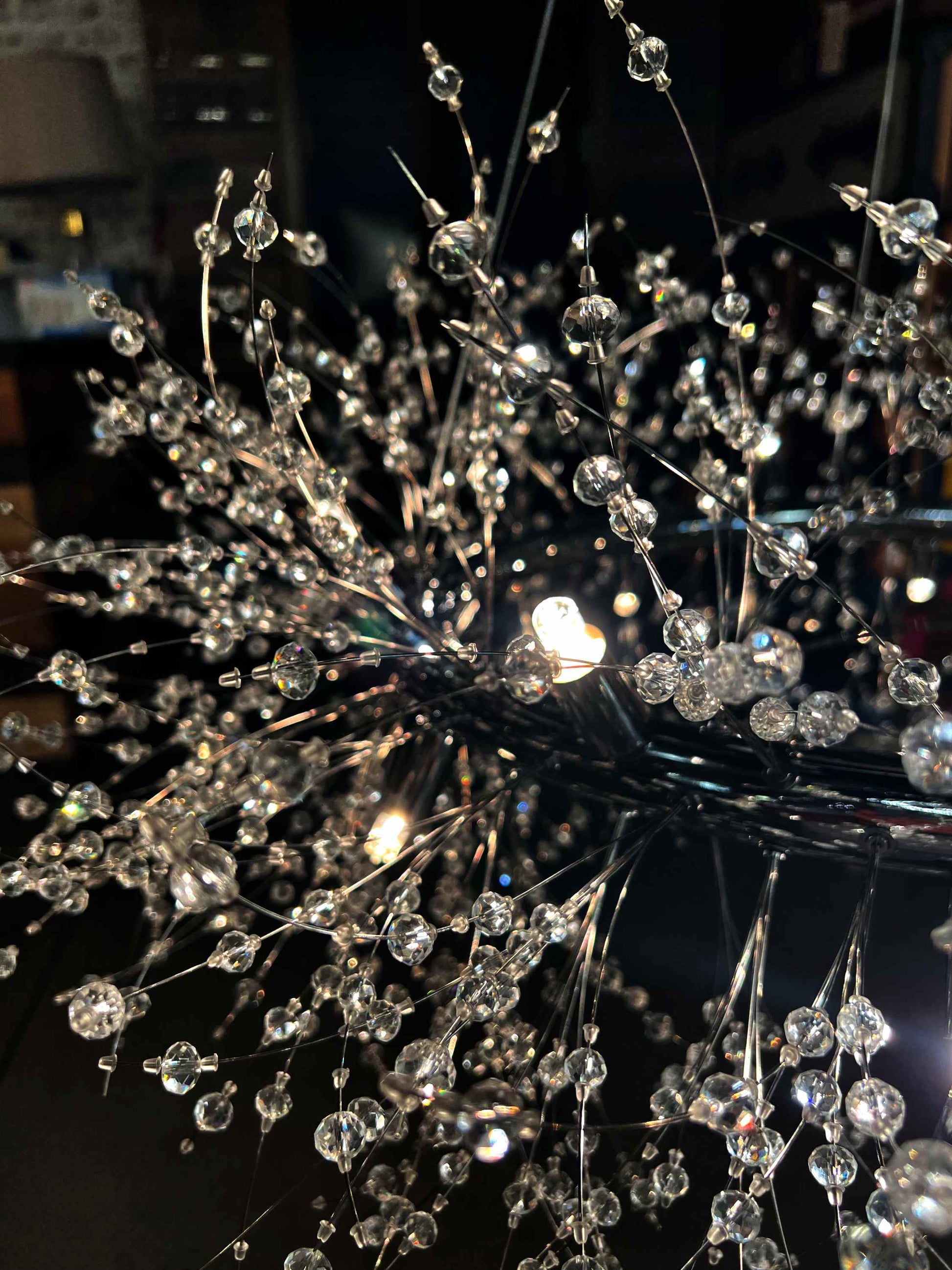 Ceiling mount and hanging cord of starburst crystal chandelier