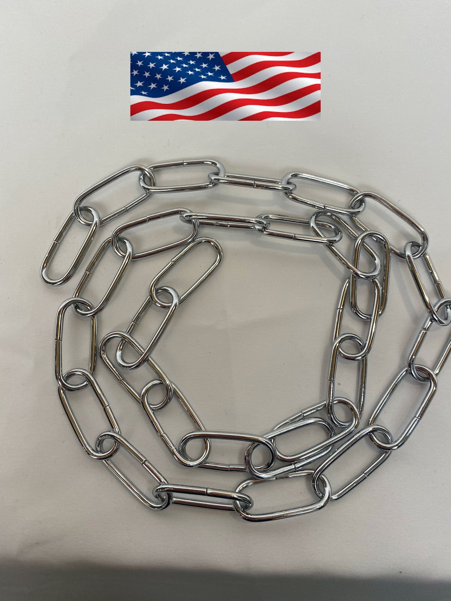 Coiled chrome chandelier chain iron finish