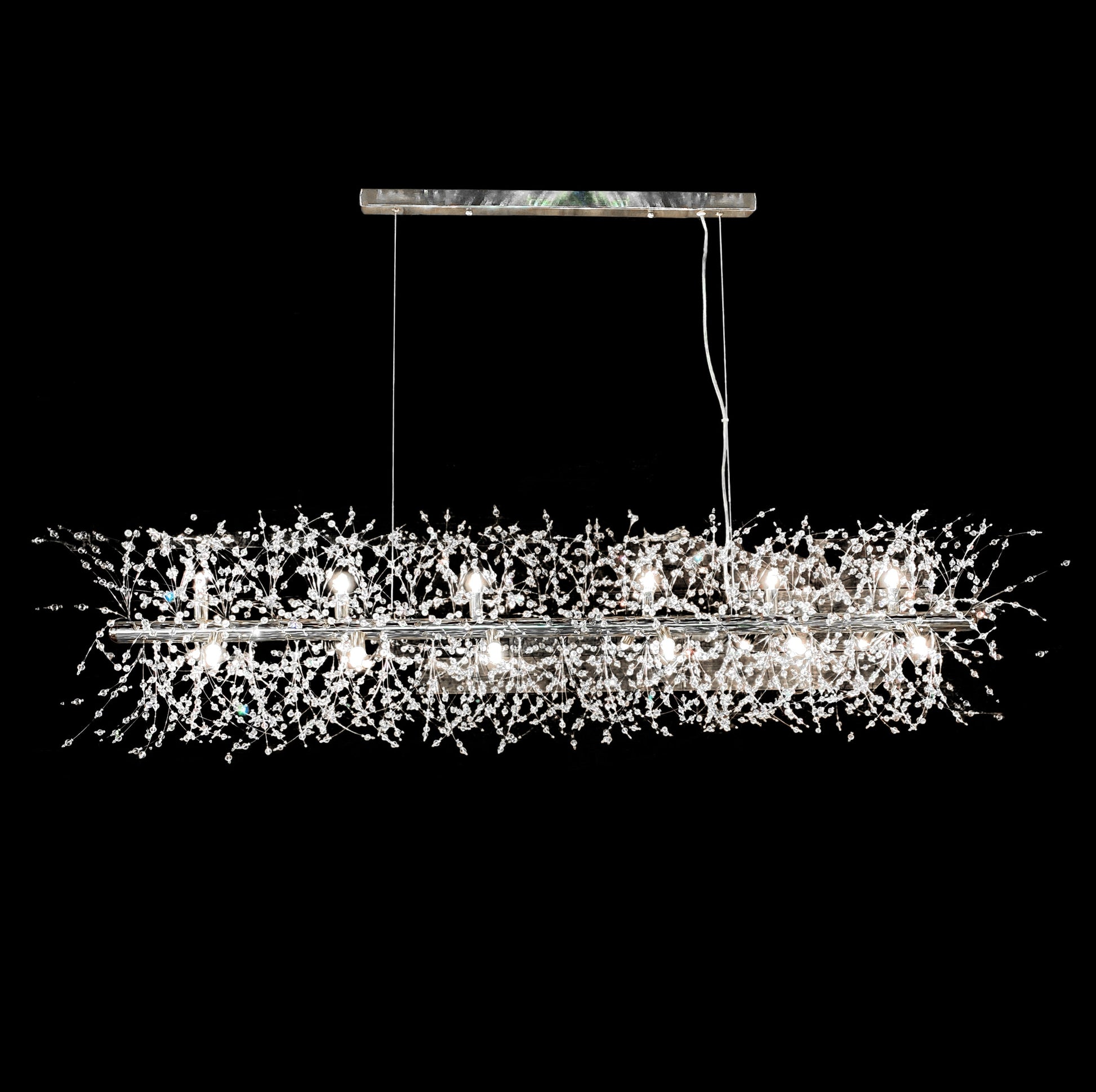 Modern dimmable chrome starburst linear crystal chandelier luxury ceiling light