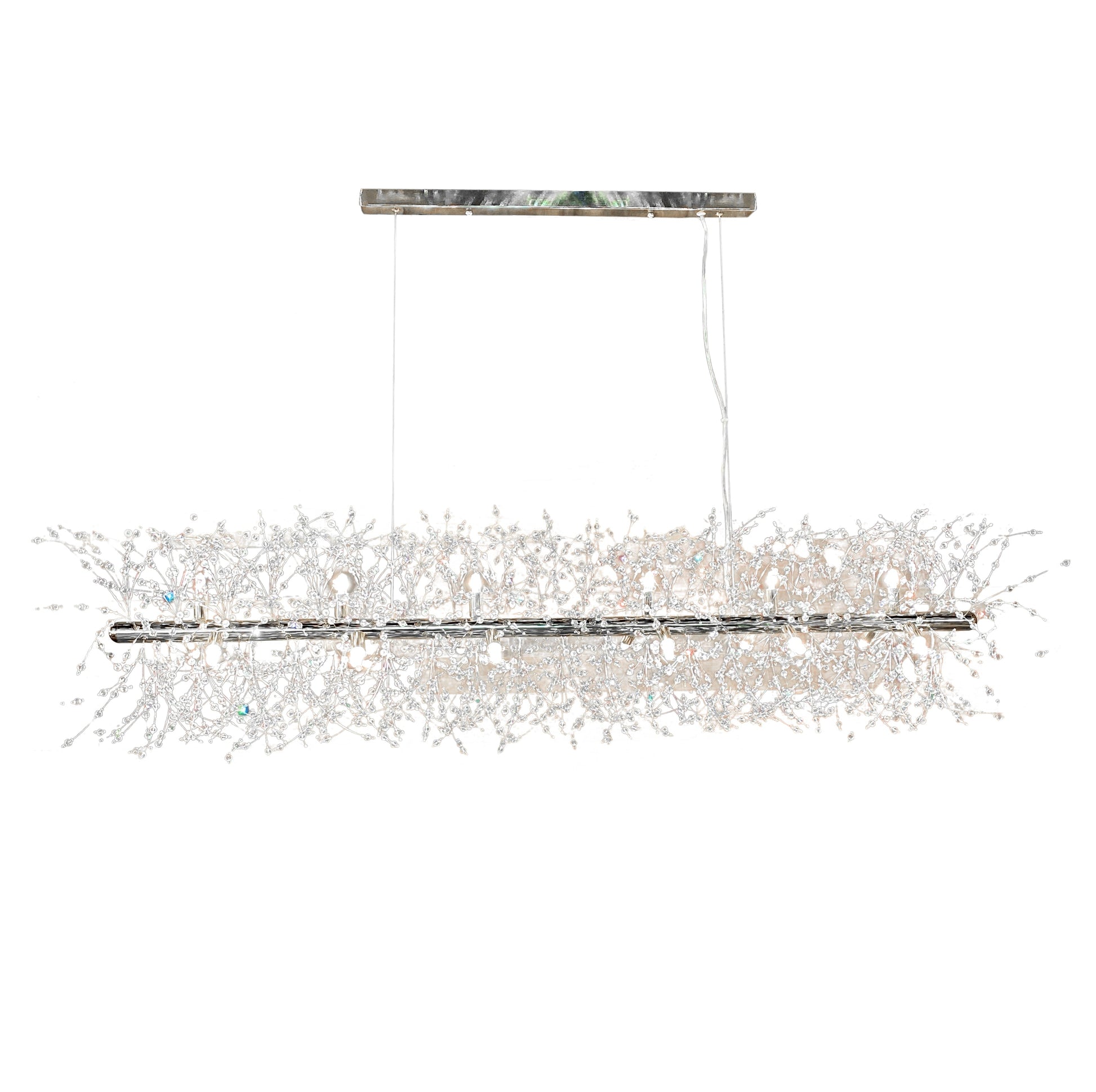 Chrome starburst linear chandelier