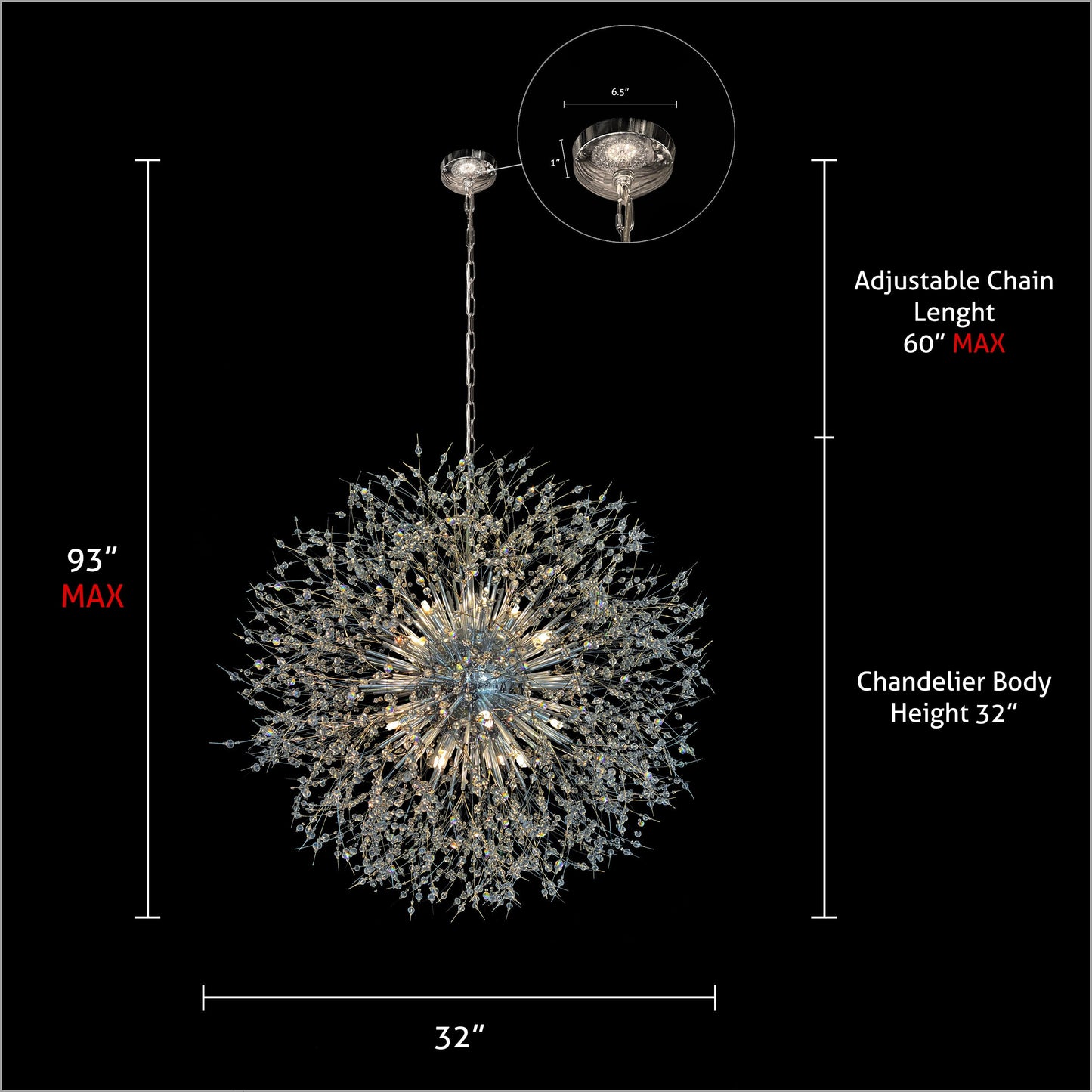 modern crystal chandelier diagram of 32 inch