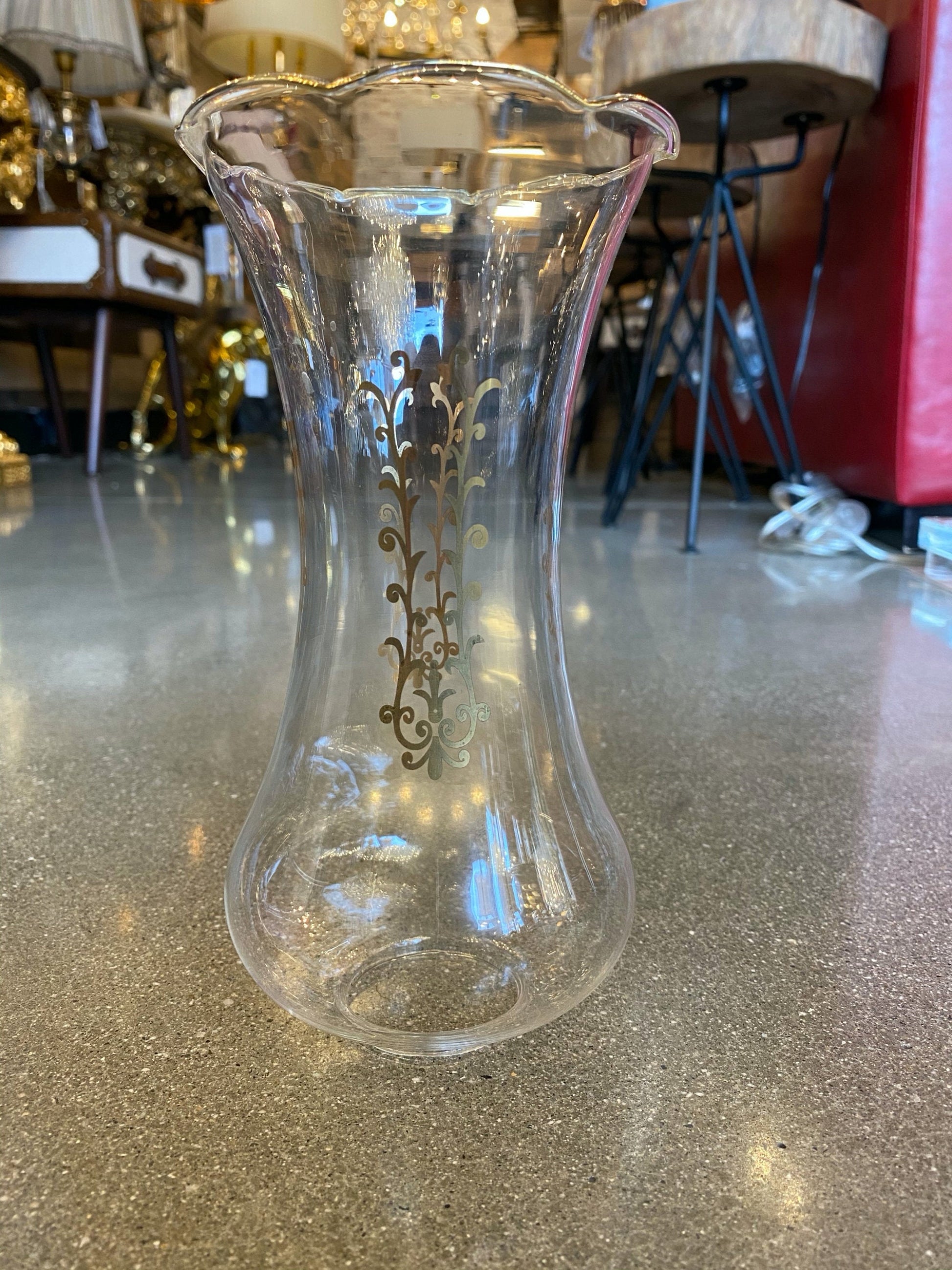 Vintage clear glass shade with gold detailing