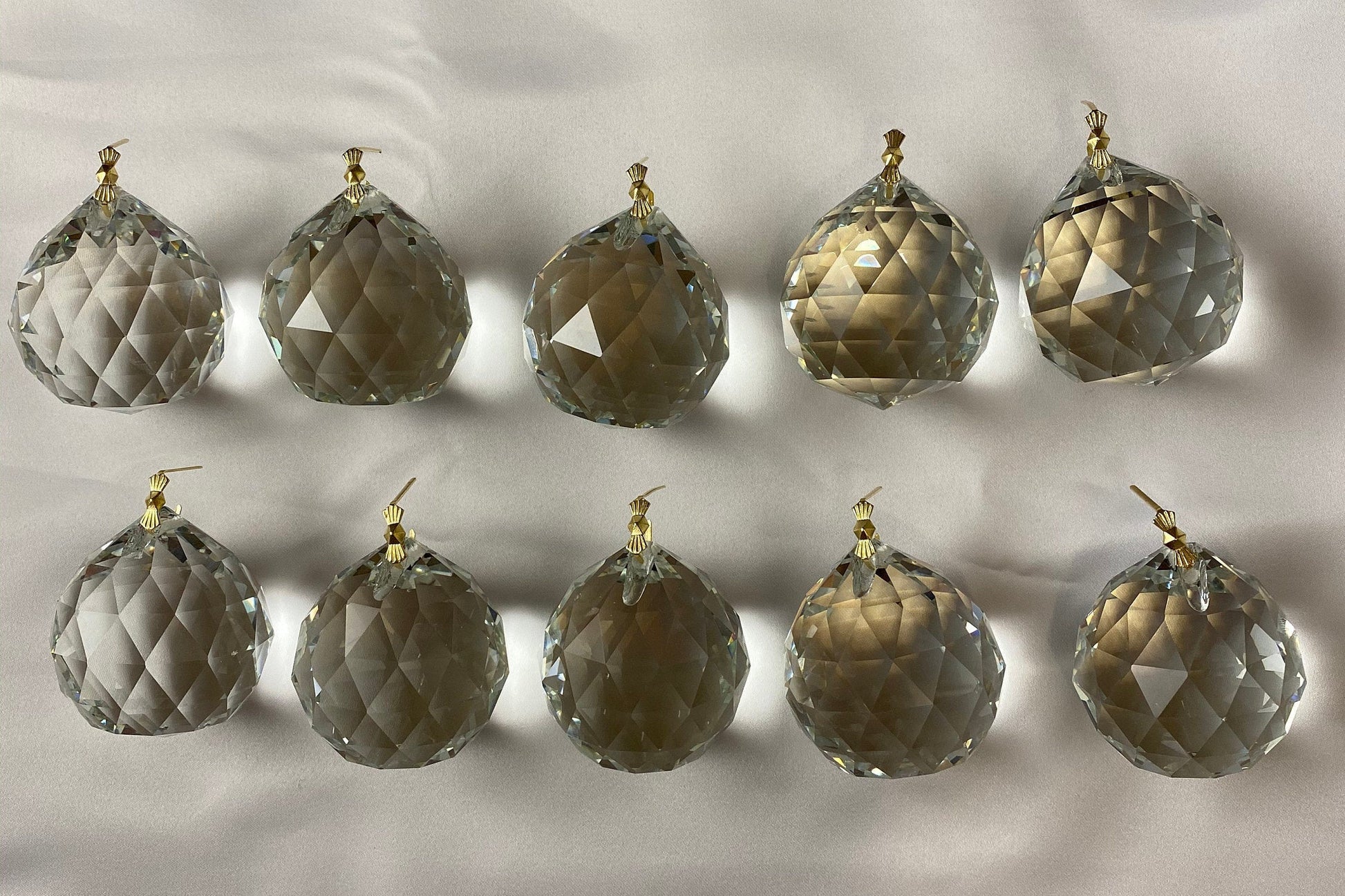 Ten piece pack of faceted crystal ball pendants for chandelier replacement
