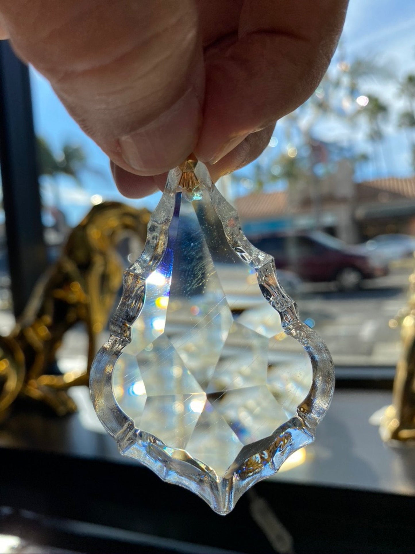 Crystal leaf pendant with pre-installed metal clip for chandelier replacement