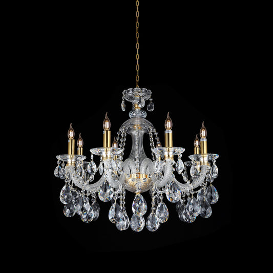 Luxury crystal teardrop chandelier with gold accents – full view