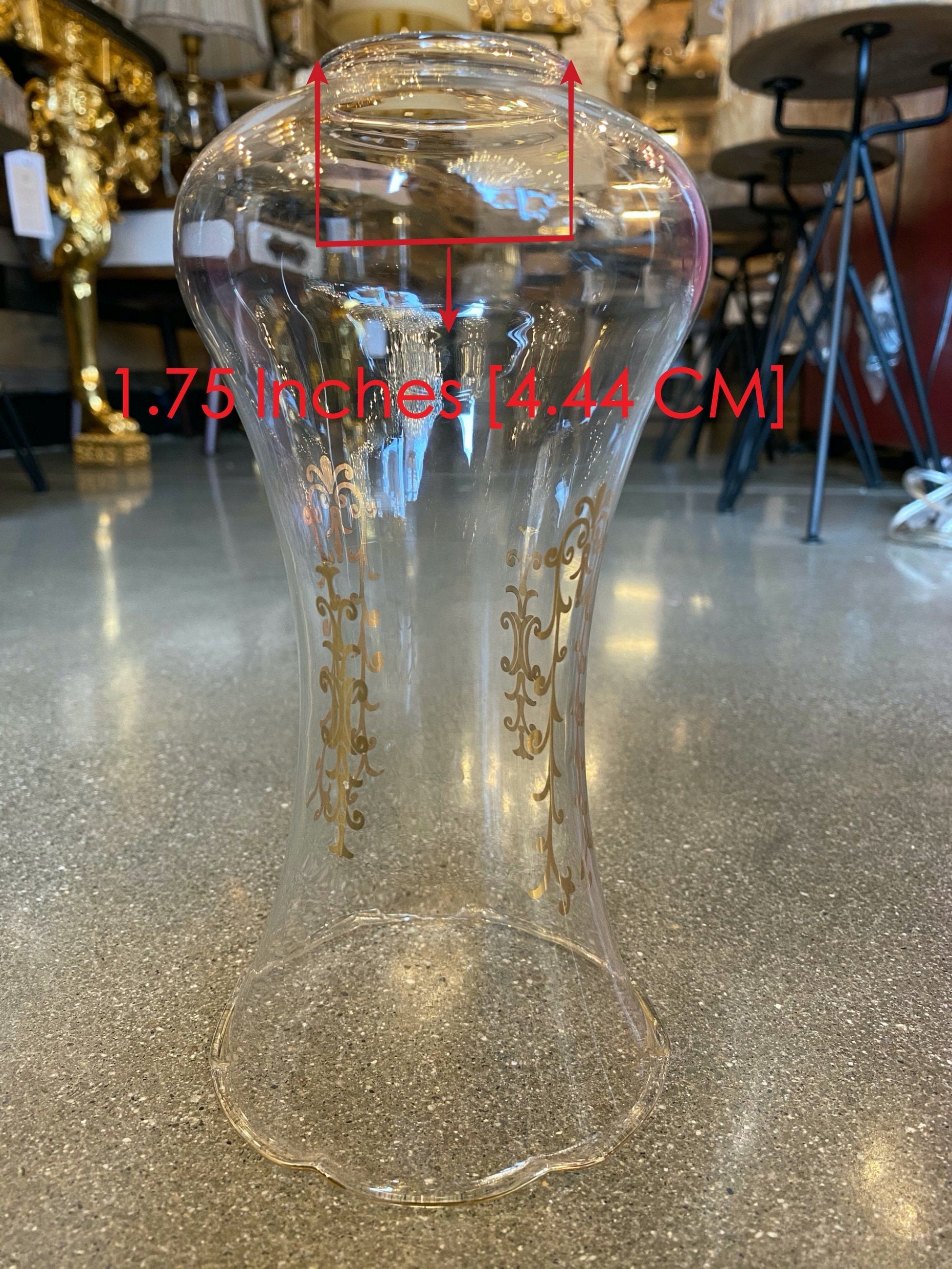 Clear glass lamp shade height measurement