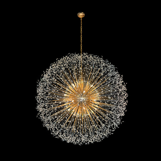 Luxury Gold Starburst Crystal Chandelier 63 inch Statement Lighting Fixture