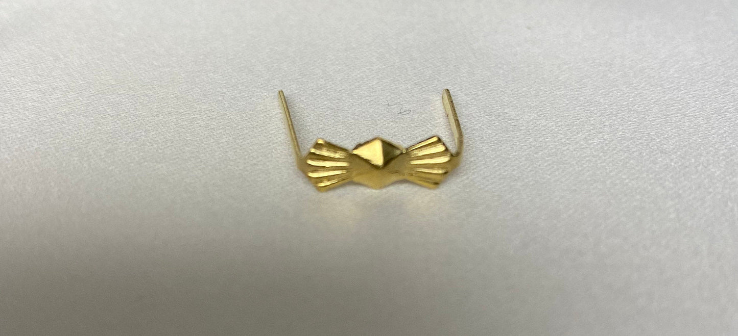 Golden brass clip connection for crystal strands
