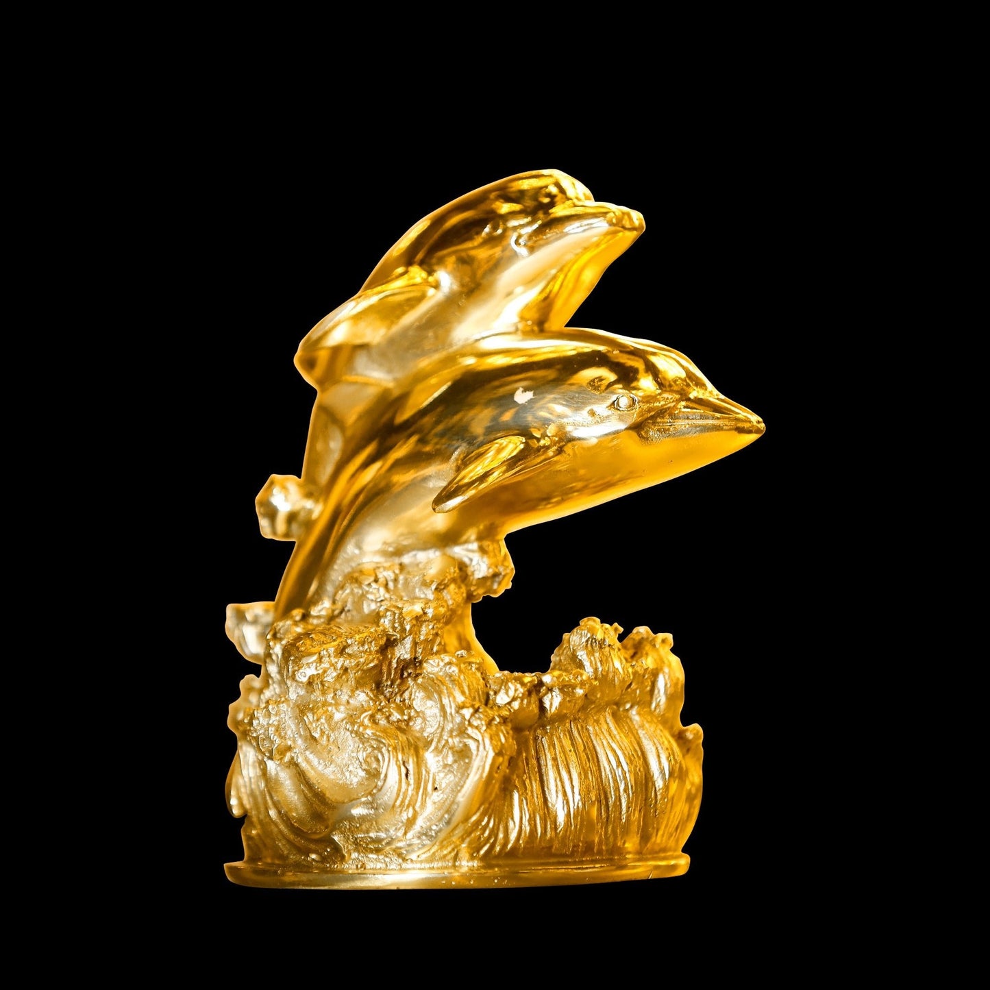 Handcrafted Italian brass dolphin sculpture luxury decor