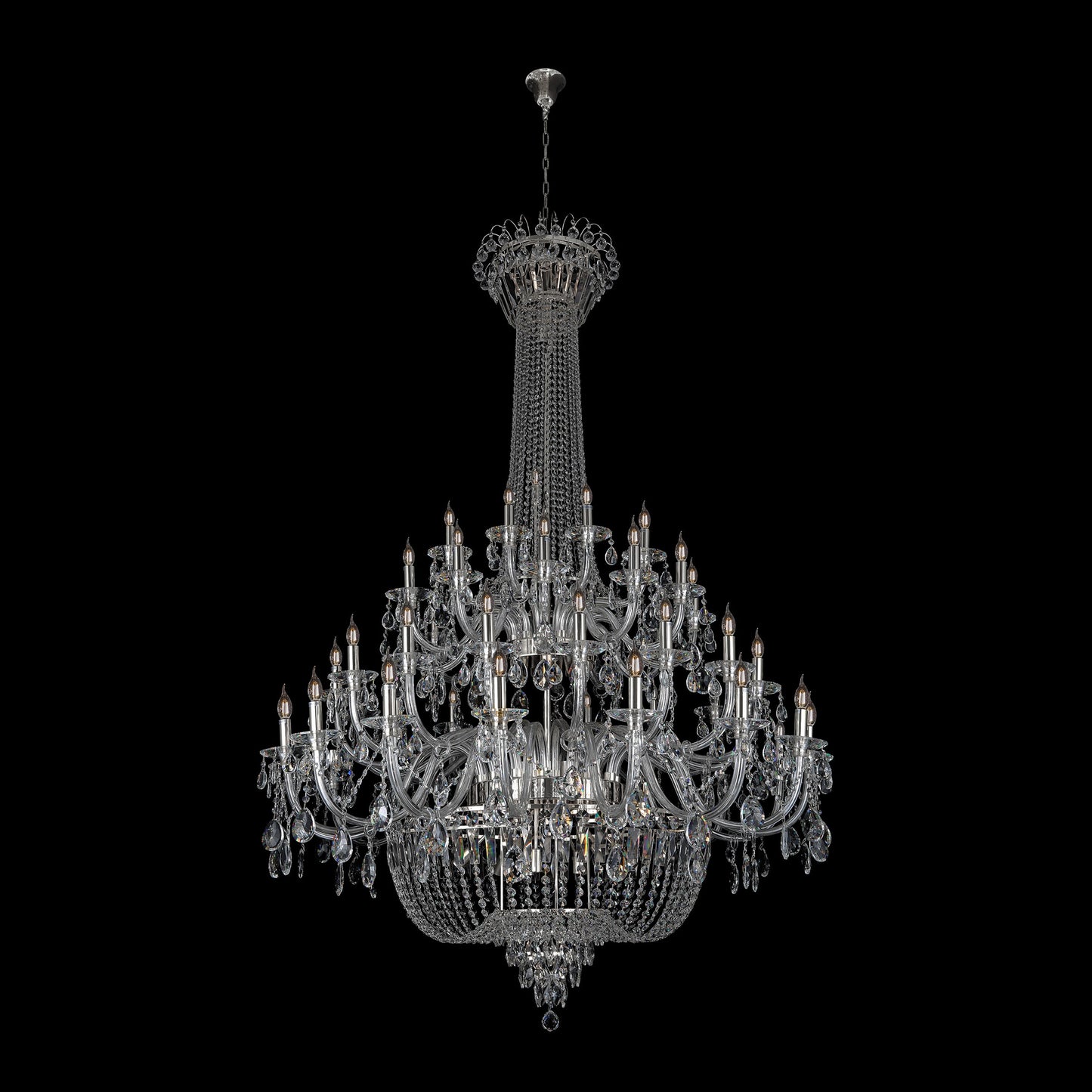 Empire Chrome Crystal Chandelier Grand Traditional Statement 56"