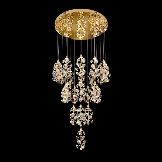 Chandelier with crystal elements on a black background