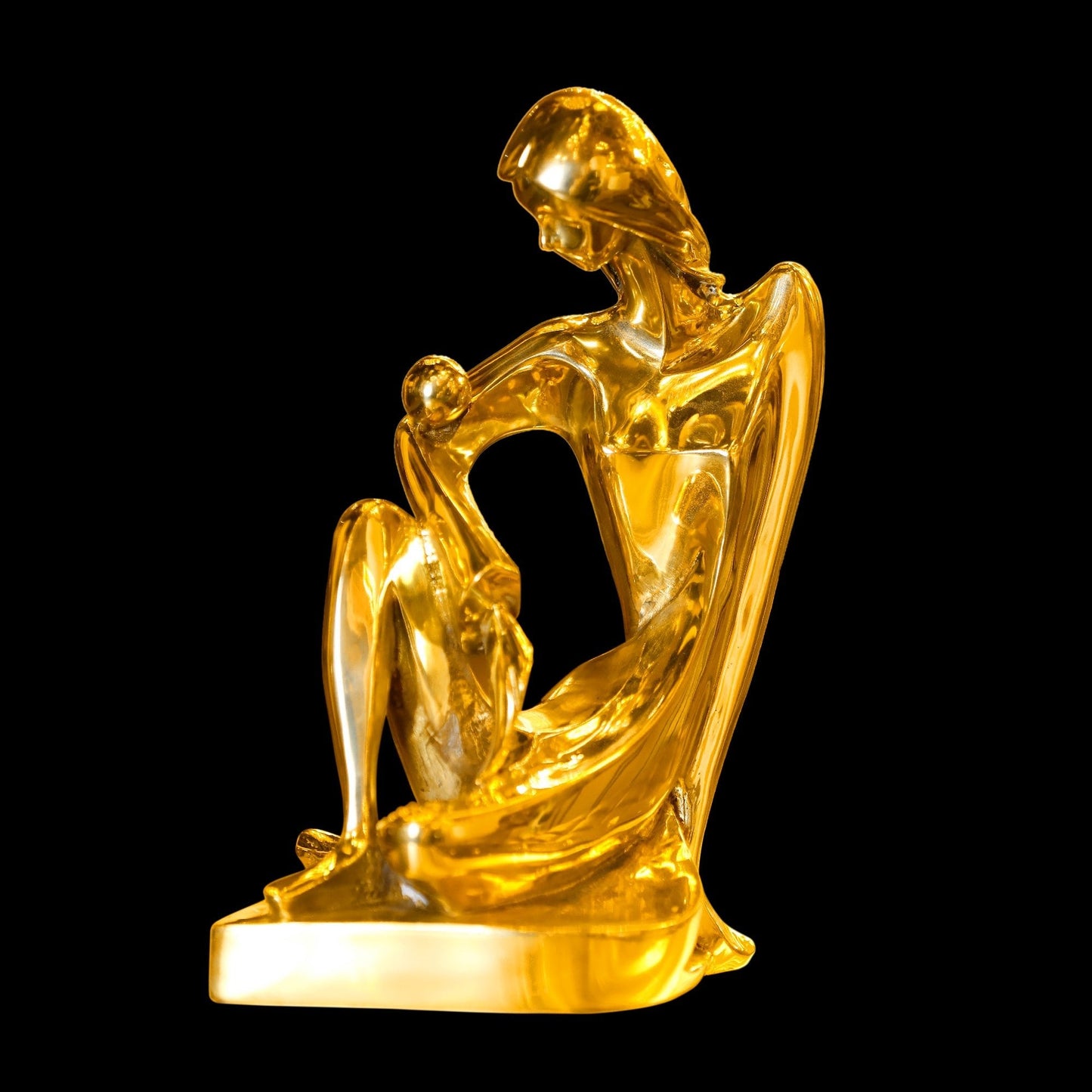  Modern handcrafted Italian solid brass lady silhouette sculpture with a protective lacquer finish.
