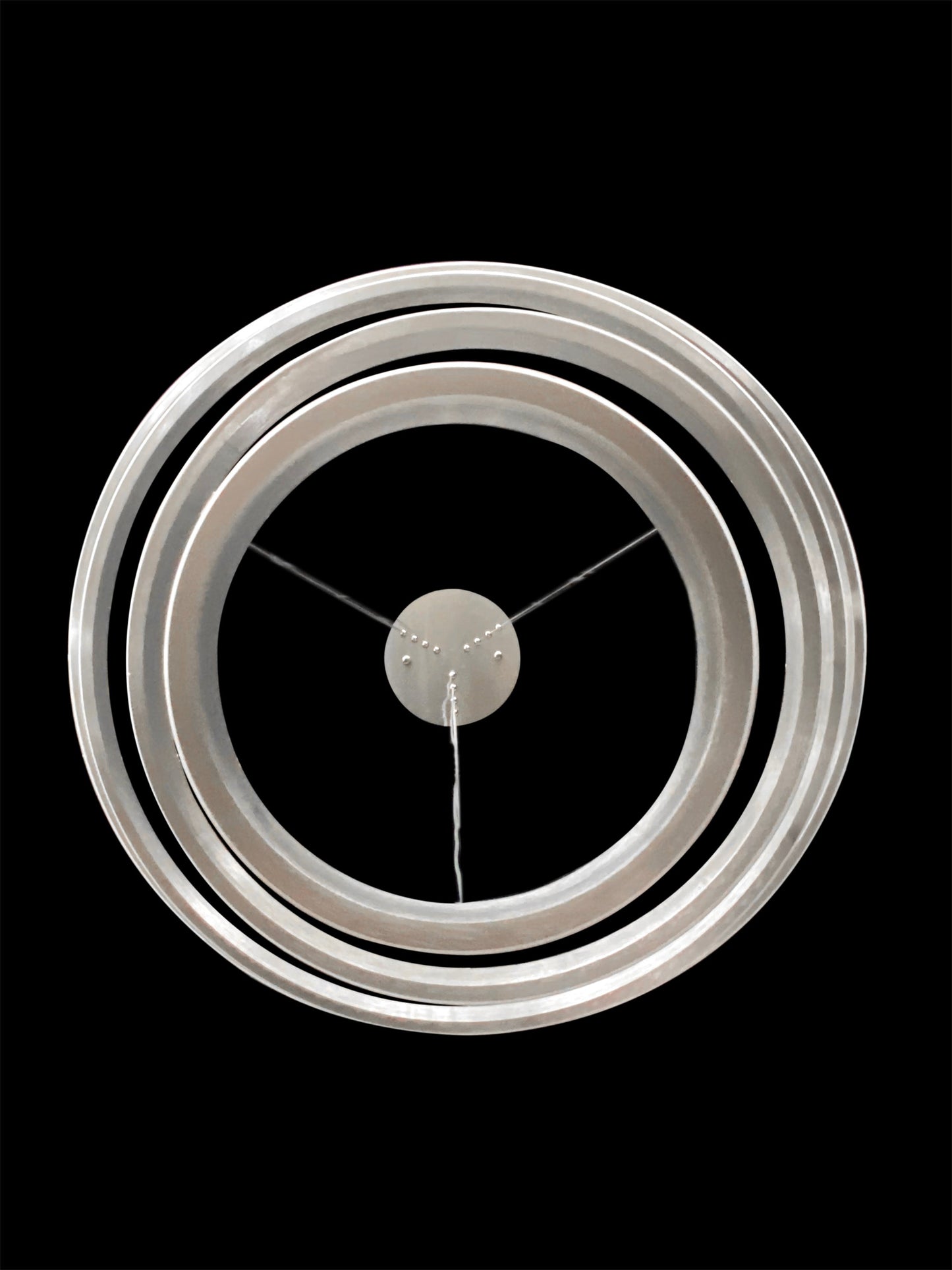 Modern LED ring chandelier top view with brushed nickel finish