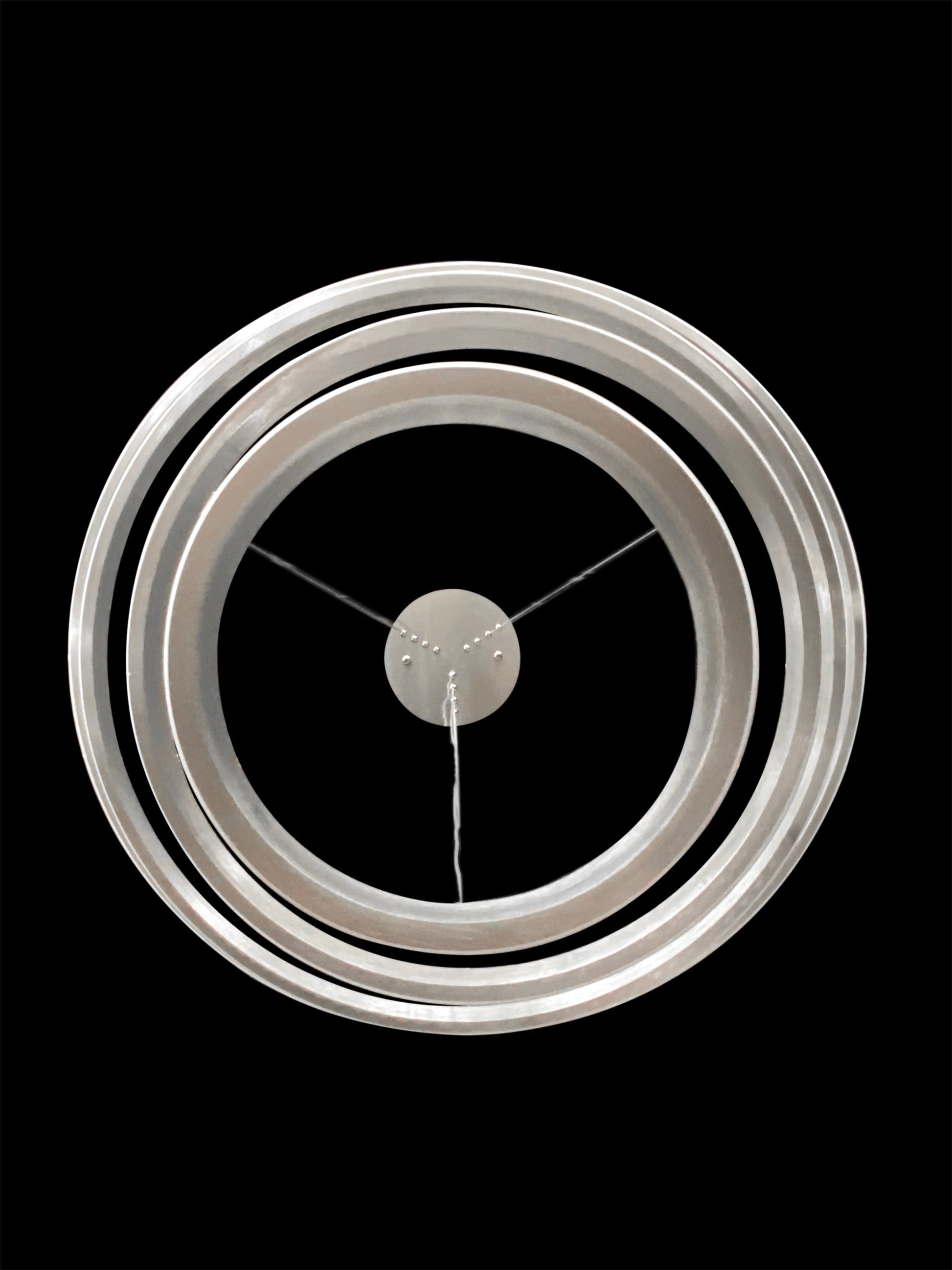 Modern LED ring chandelier top view with brushed nickel finish