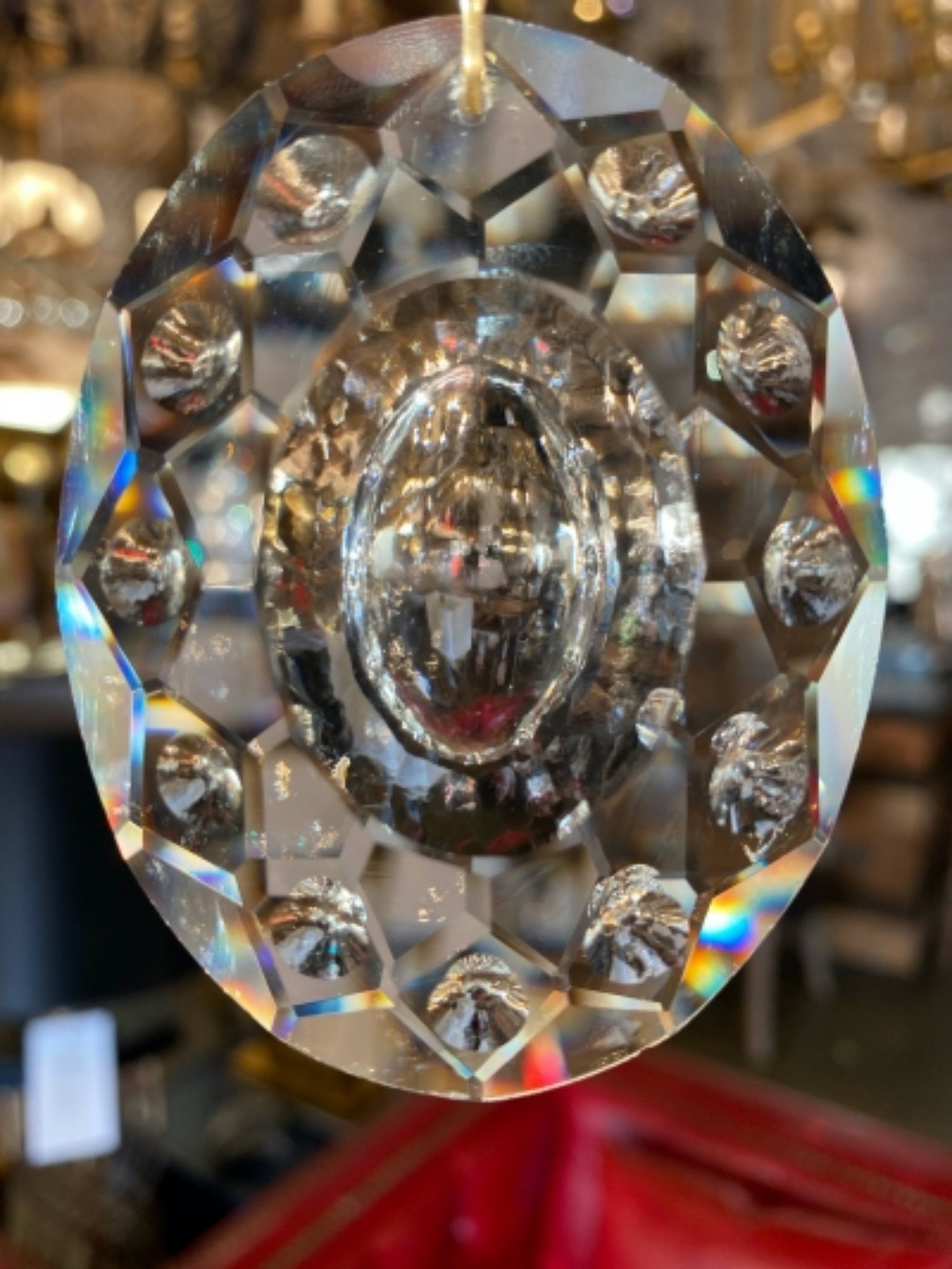 Oval crystal pendant accent on luxury crystal chandelier