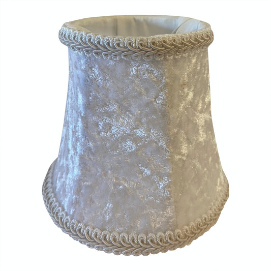 White velvet clip-on lamp shade with classic trim
