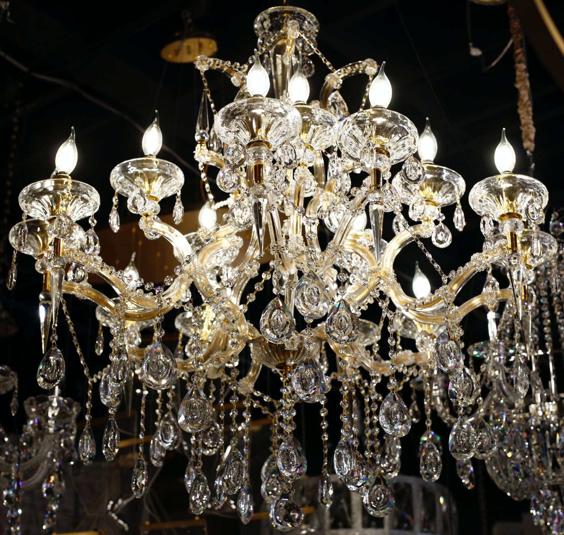 Maria Theresa 35" Wide Gold 15-Light Crystal Chandelier - Spot Light Inc