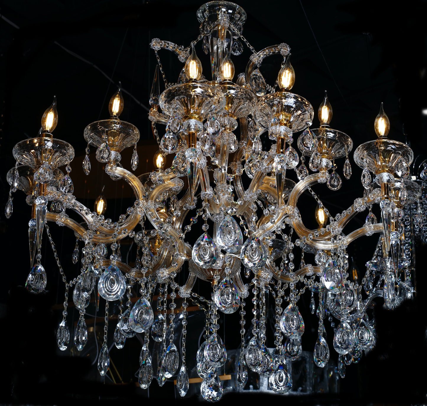 Maria Theresa 35" Wide Gold 15-Light Crystal Chandelier - Spot Light Inc