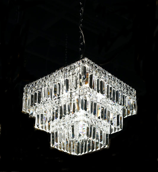 Square Chandelier 16" Wide Crystal Clear Flush mount - Spot Light Inc