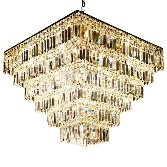 Square Chandelier 29" Wide Crystal Clear Flush mount - Spot Light Inc