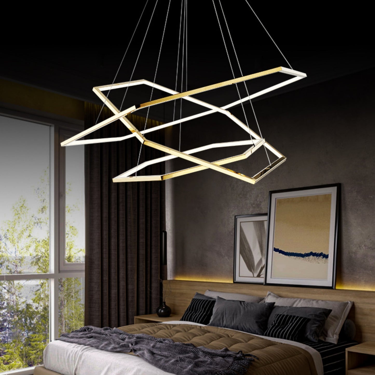 Luxury Acrylic Chandelier 31" Wide Gold LED Multi- Light Pendant - Spot Light Inc