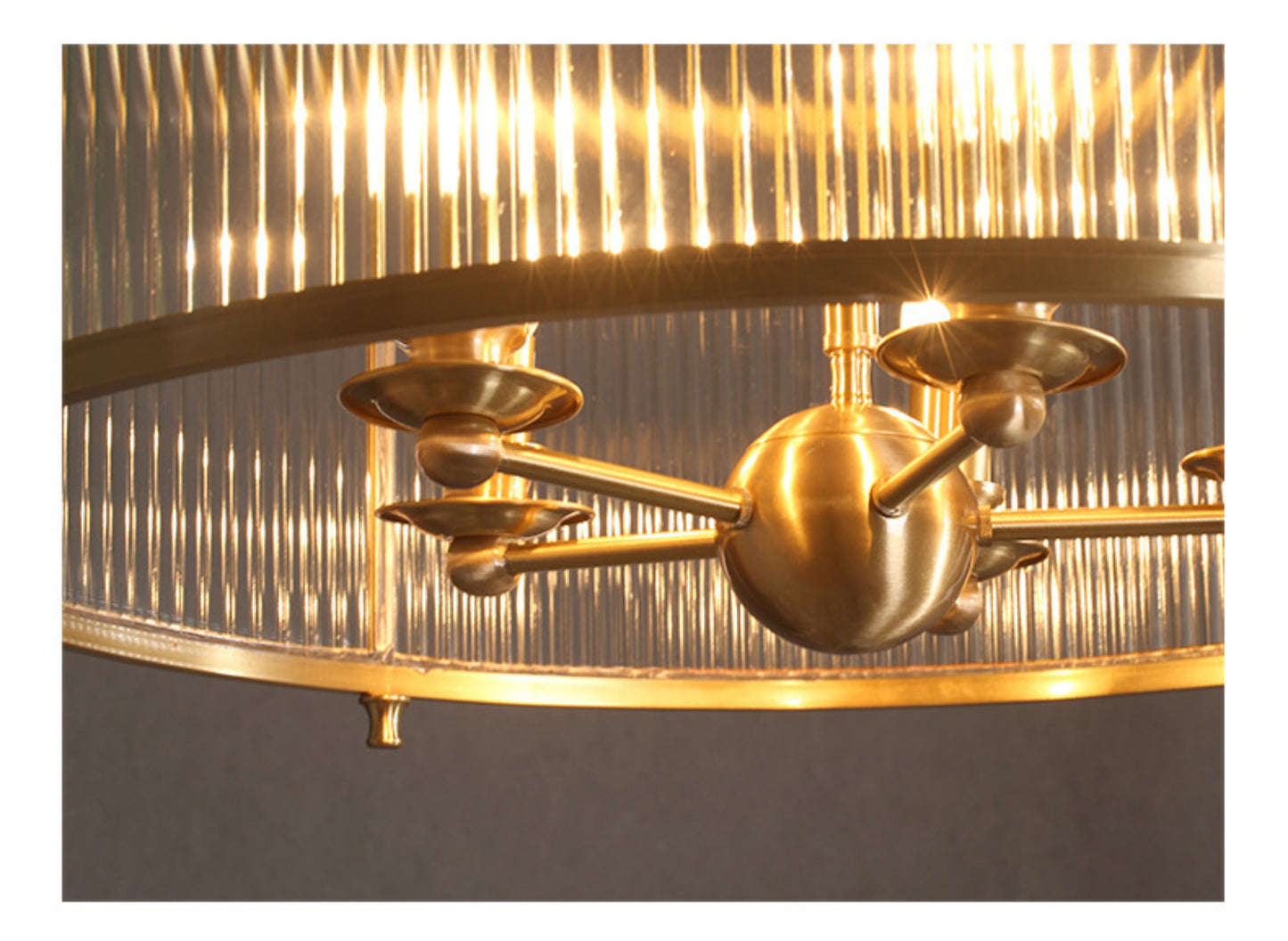Brass Chandelier 24"Wide Round Clear Glass Chandelier - Spot Light Inc
