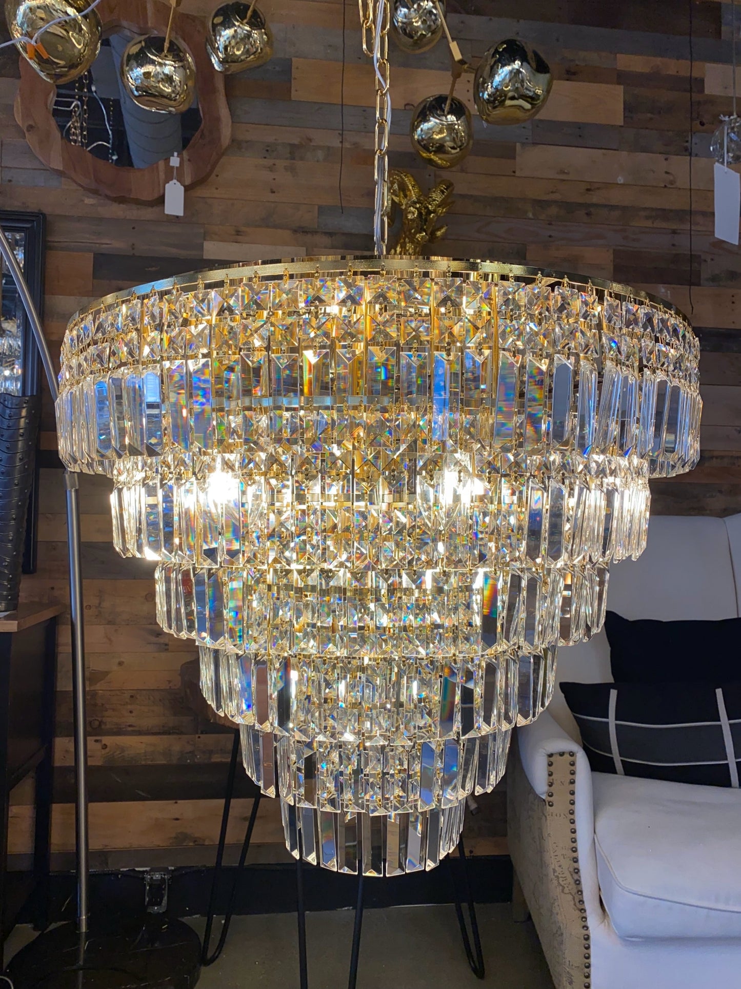 Round Chandelier 28" Wide Clear Crystal Flush mount - Spot Light Inc