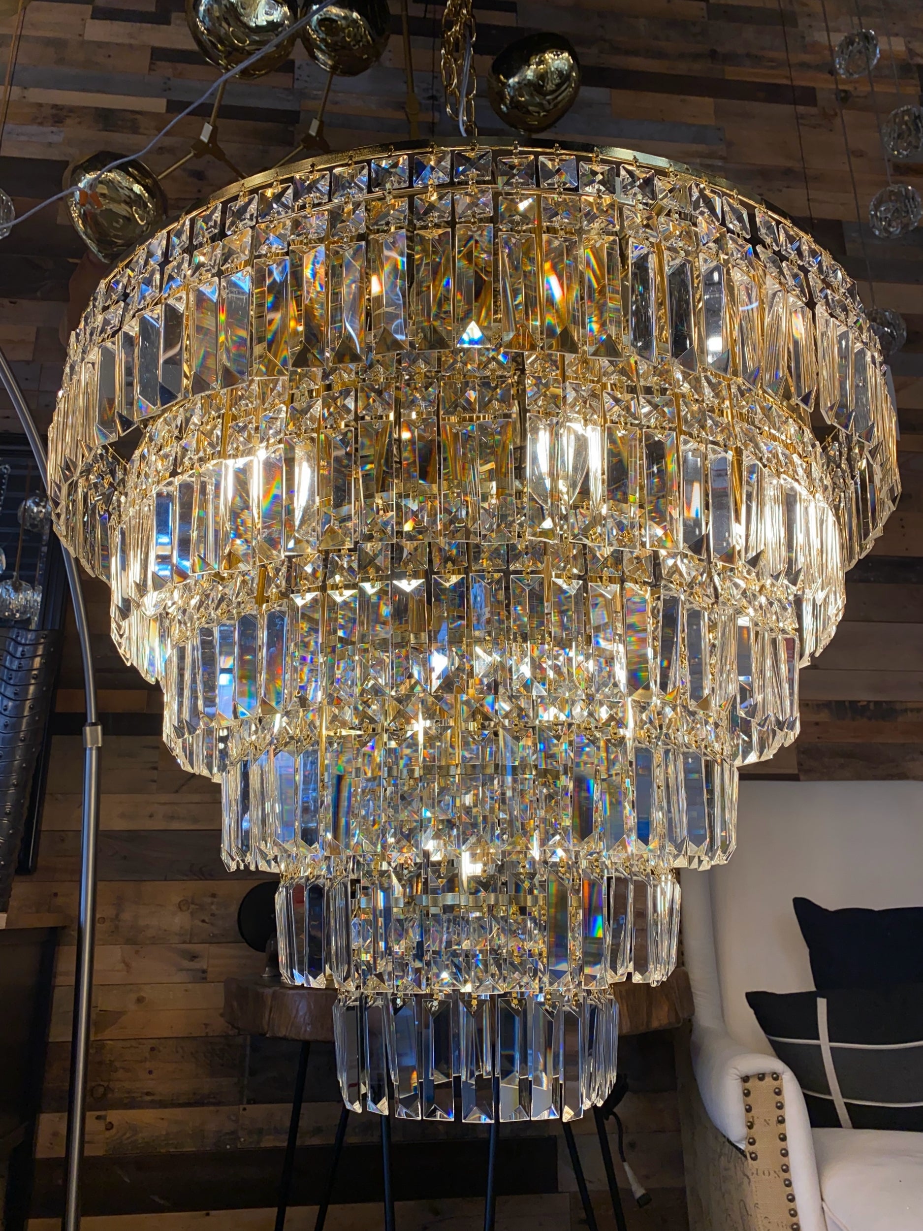 Round Chandelier 28" Wide Clear Crystal Flush mount - Spot Light Inc