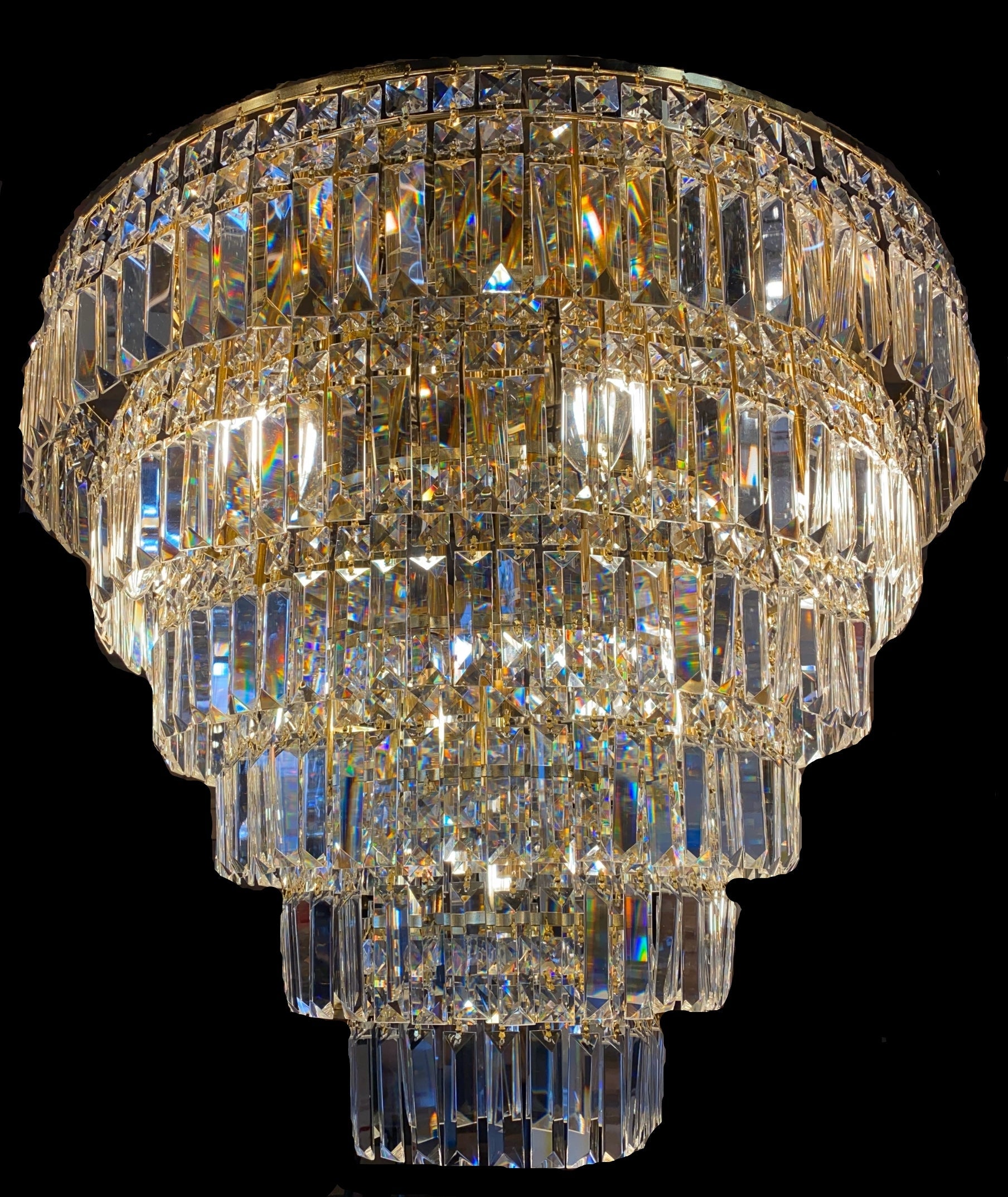 Round Chandelier 28" Wide Clear Crystal Flush mount - Spot Light Inc